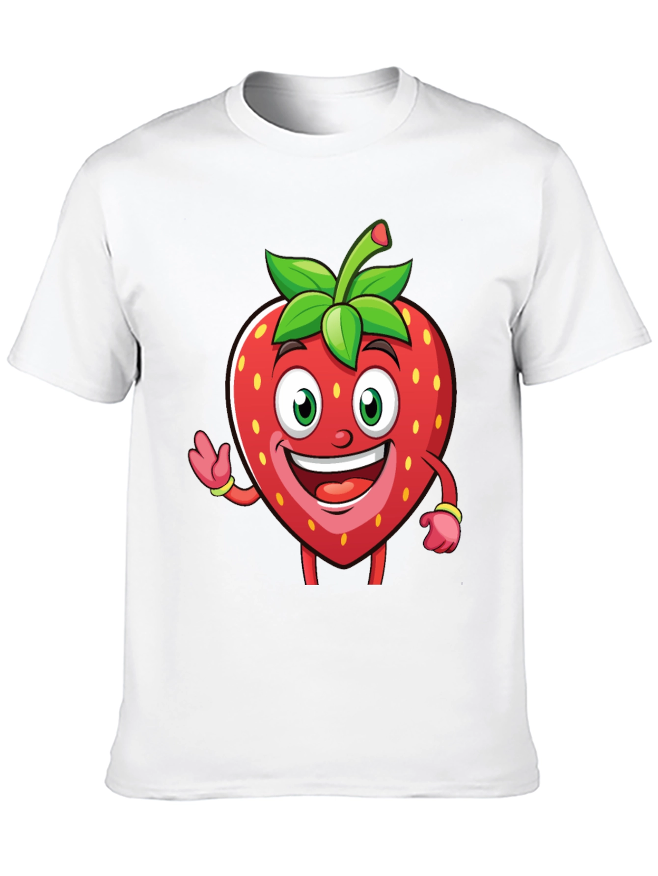 Black Funny Strawberry Cartoon T-Shirt - Black view 10