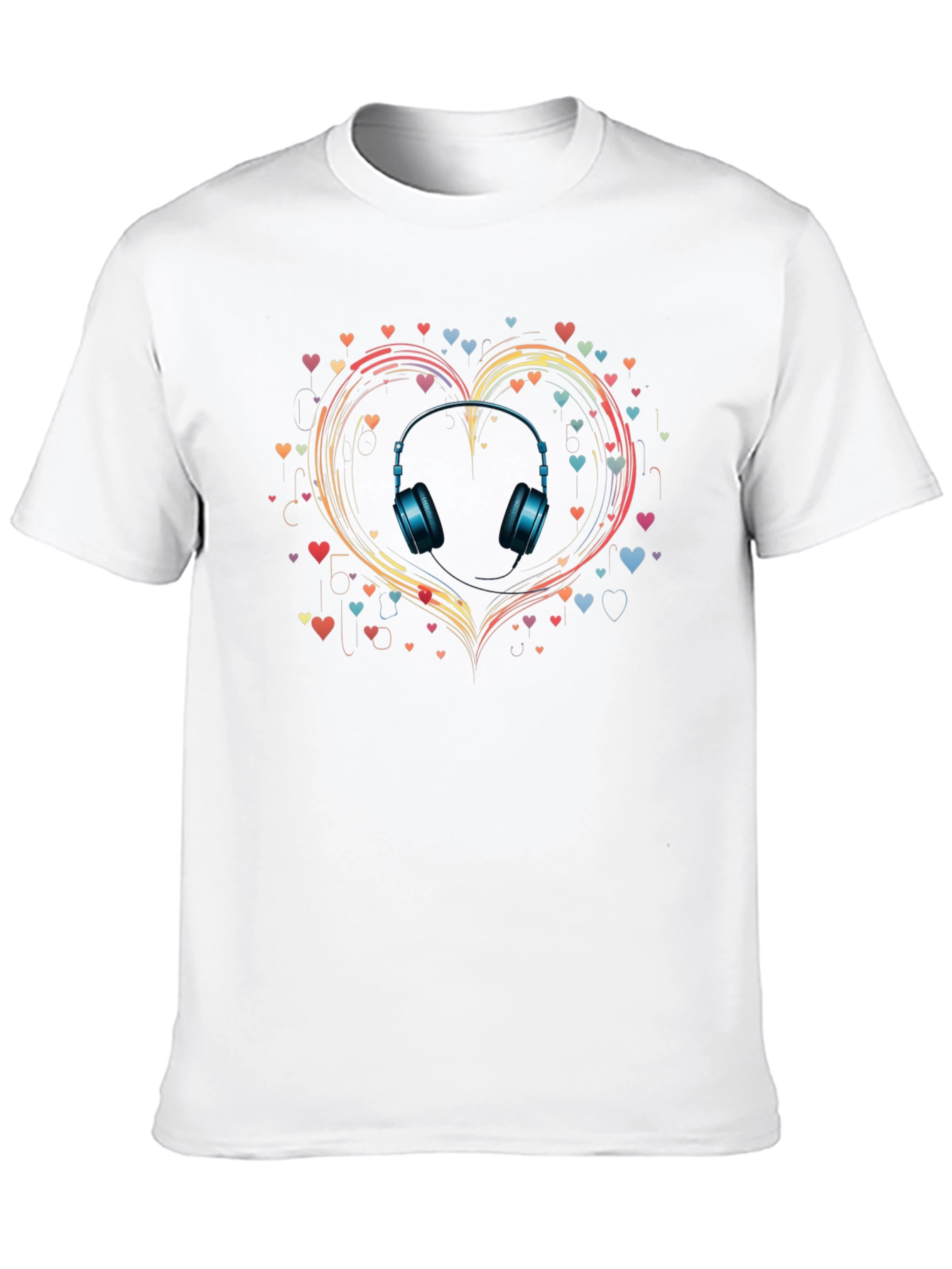 Black Music Lover T-Shirt: Headphones in Heart Design view 10
