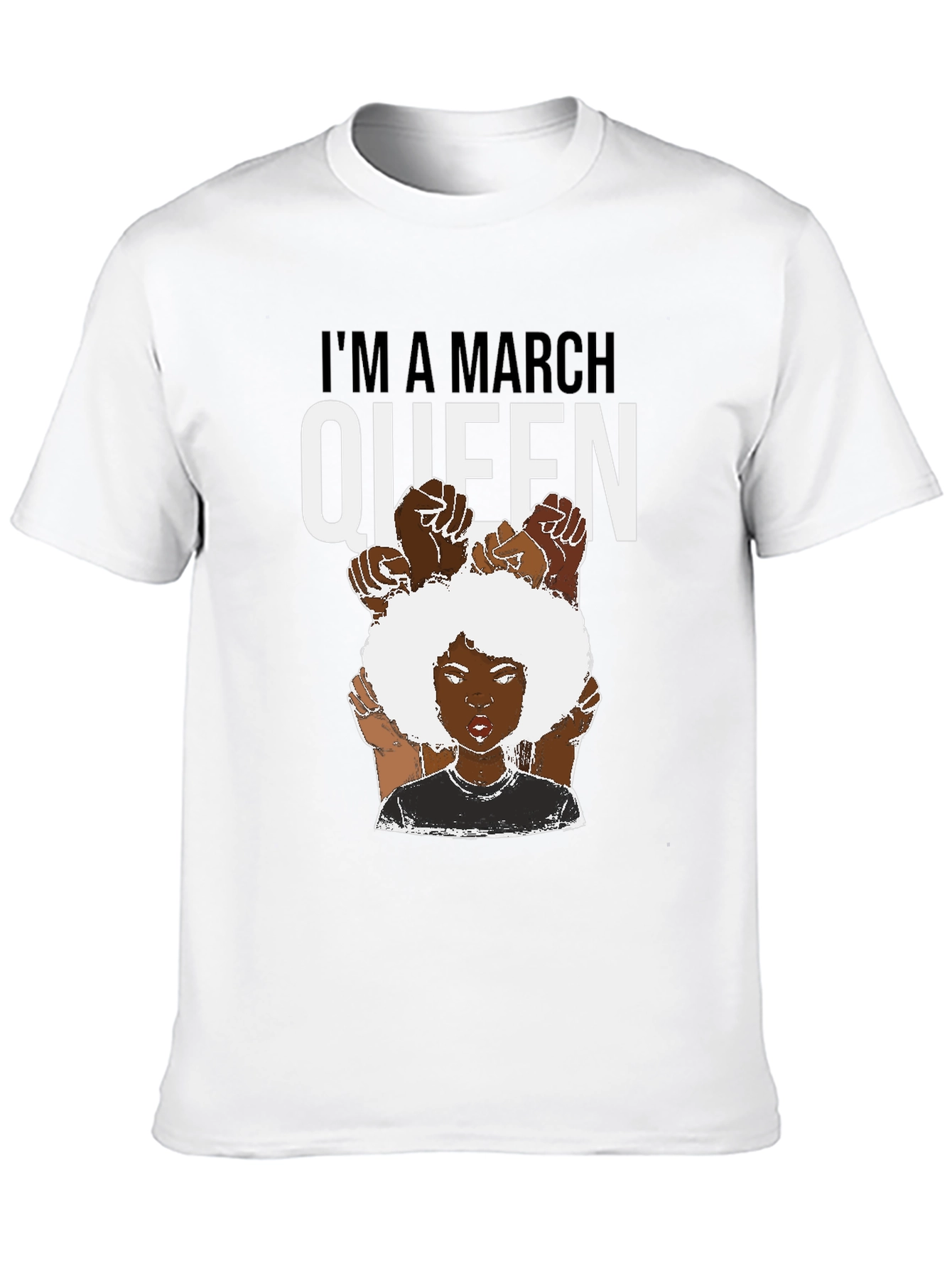 Black I'm a March Queen Black T-Shirt view 10