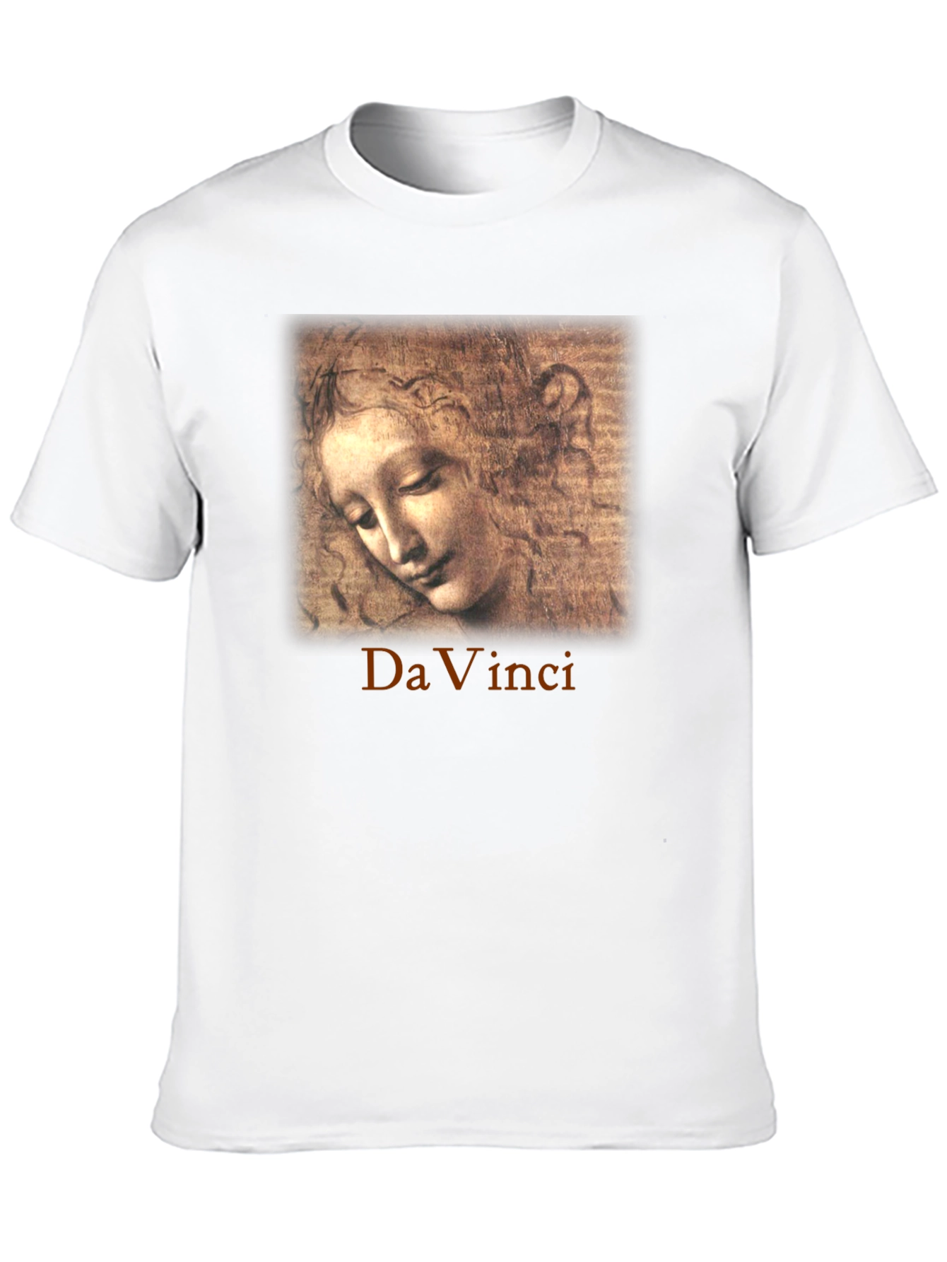 Black Da Vinci Sketch Portrait Graphic T-Shirt view 10