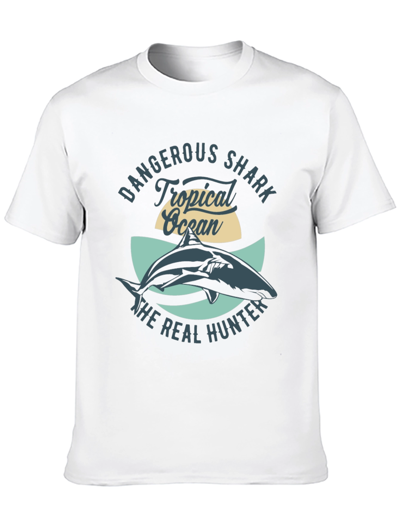 Black Dangerous Shark Tropical Ocean Graphic T-Shirt view 10