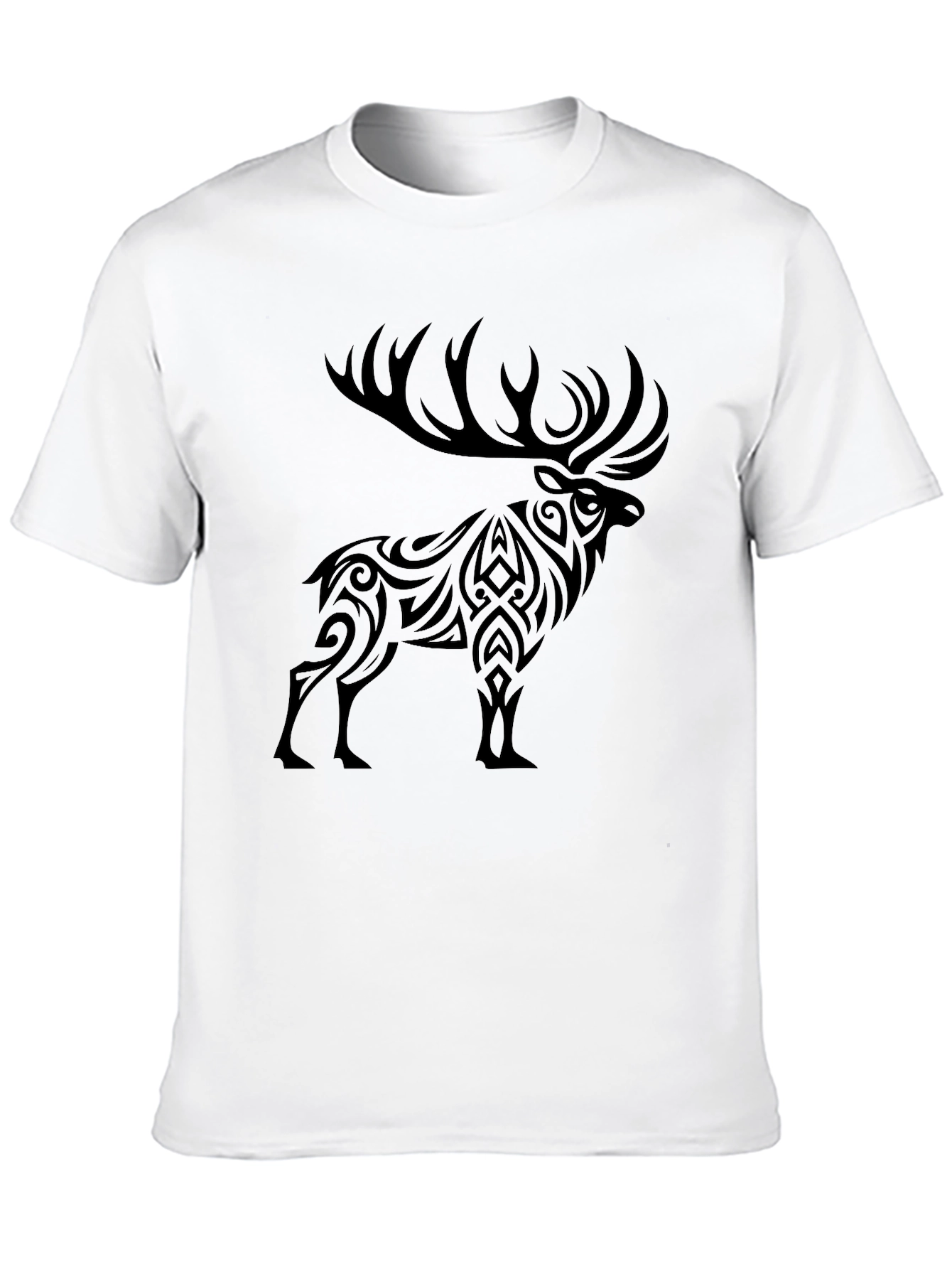 Black Tribal Elk Graphic Print T-Shirt view 10