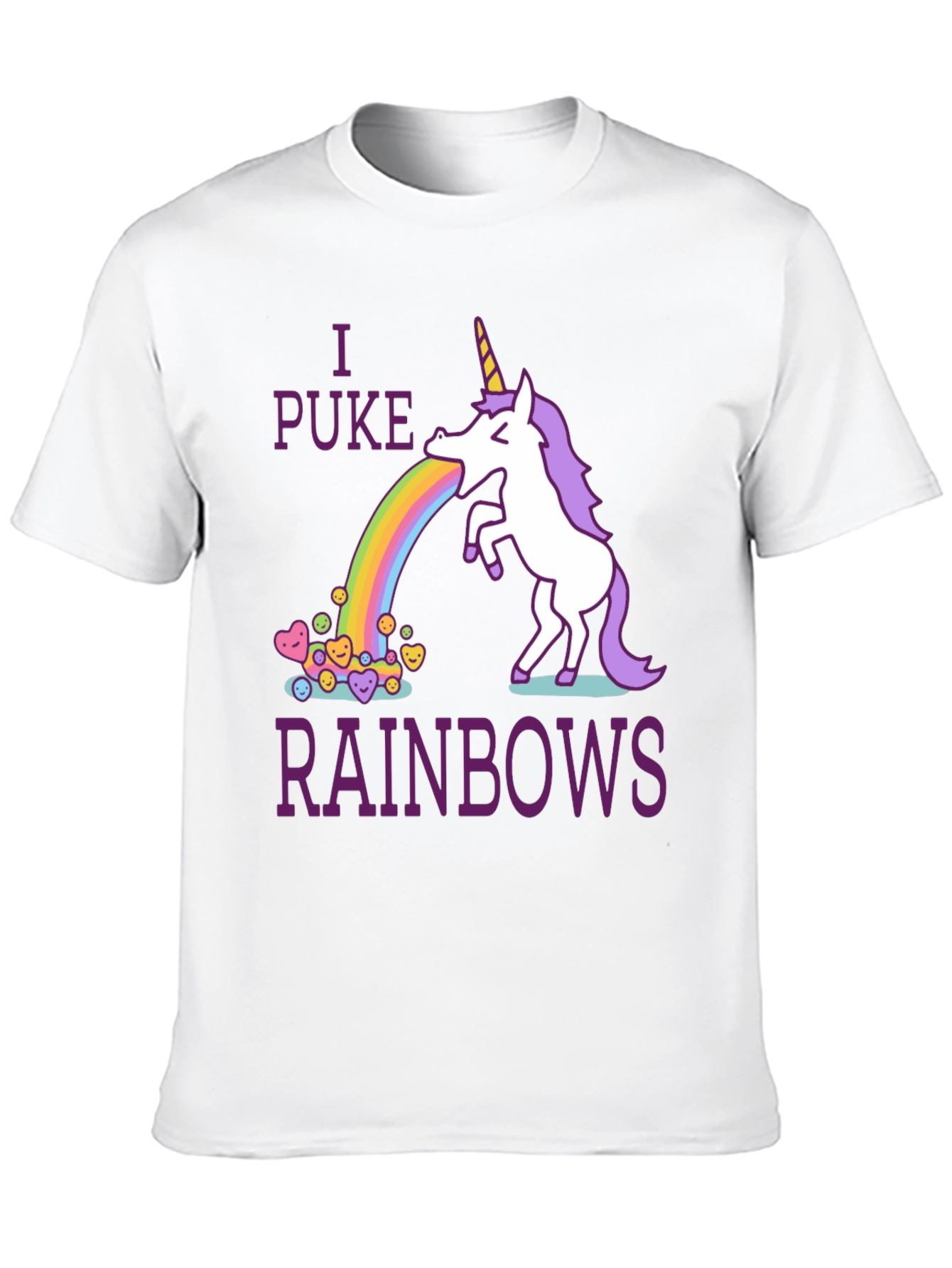 Black I Puke Rainbows Graphic Tee - Unicorn Humor T-Shirt view 10