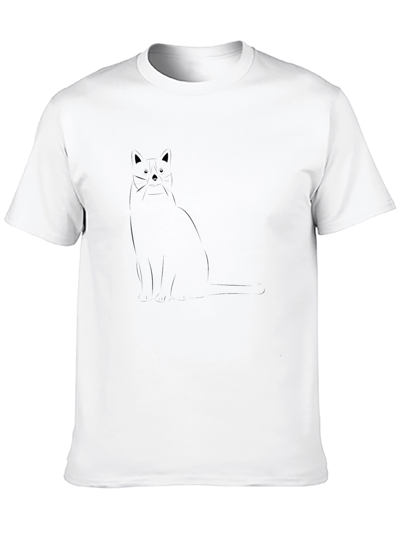 Black Minimalist Cat Graphic Black T-Shirt view 10