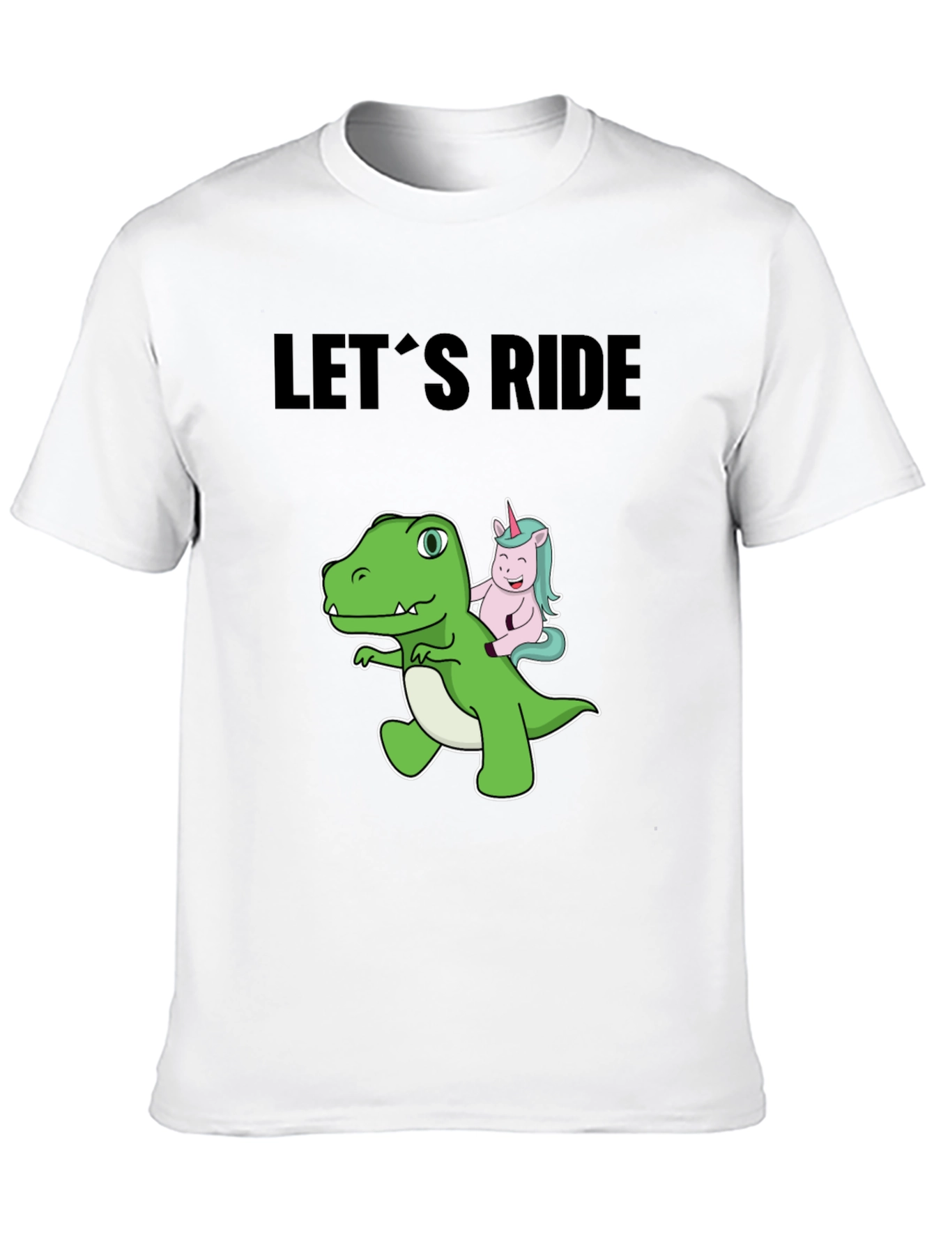Black Dino and Unicorn Let's Ride Graphic Tee view 10