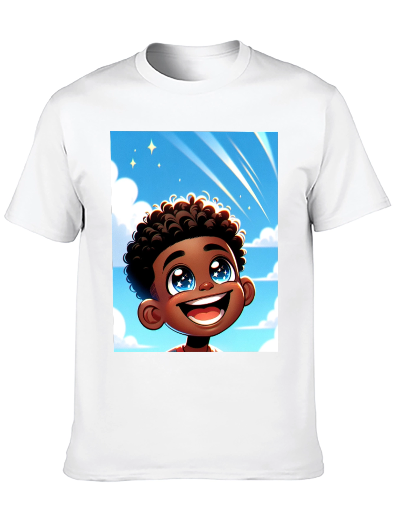 Black Cartoon Boy T-Shirt - Black Cotton Blend view 10