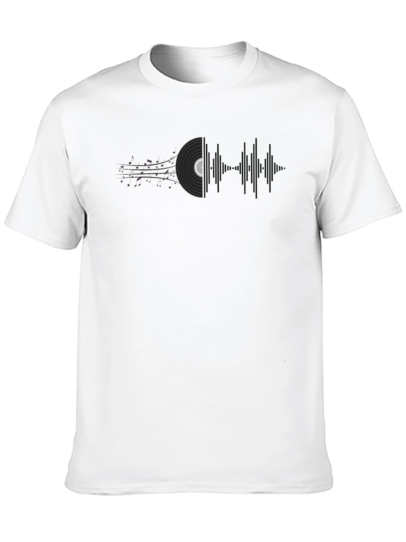Black Vinyl Record Soundwave Graphic Tee - Music Lover's Shirt view 10