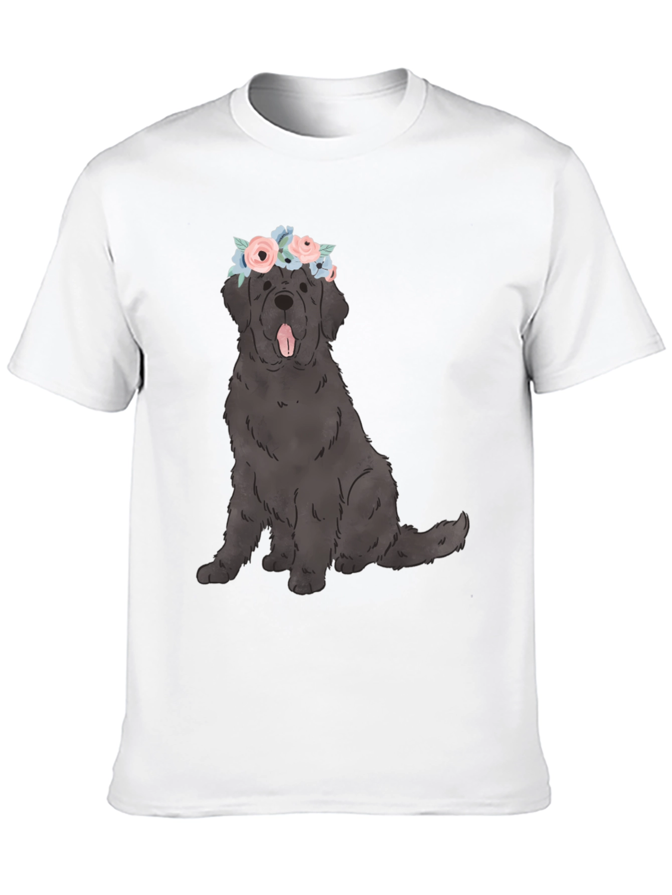 Black Dog with Flower Crown Graphic T-Shirt view 10