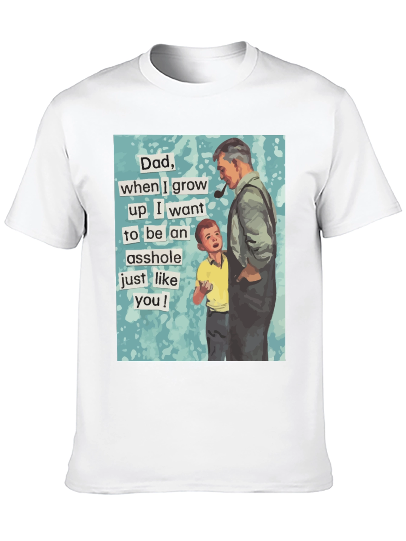 Black Humorous "Dad, Asshole" Graphic Tee - Black Cotton Blend view 10