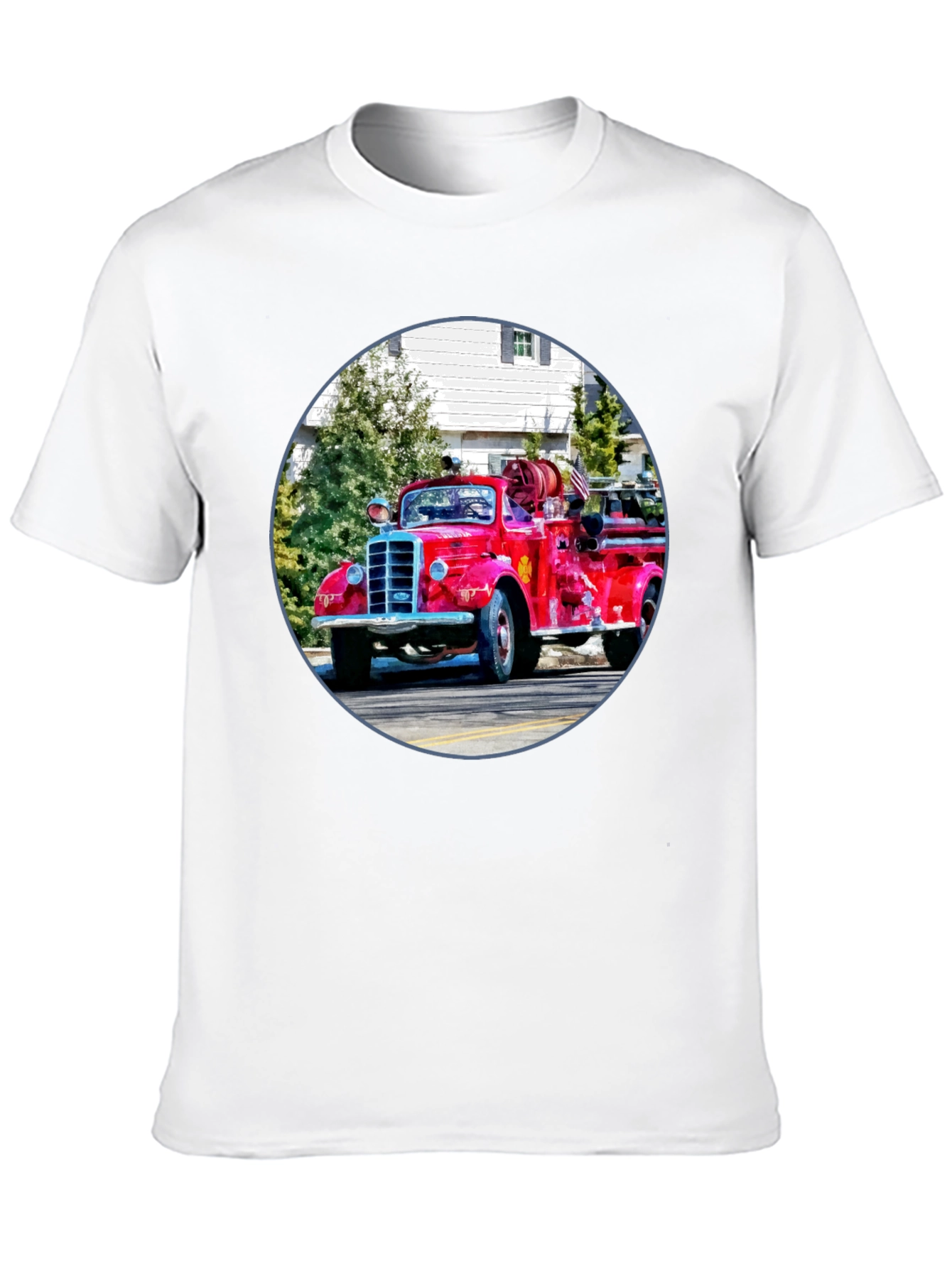 Black Vintage Fire Truck Graphic T-Shirt - Classic Design view 10