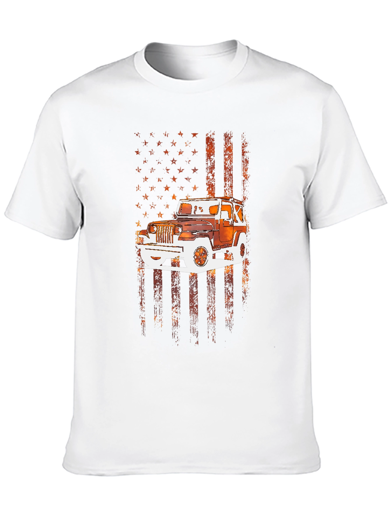 Black American Flag Jeep T-Shirt view 10