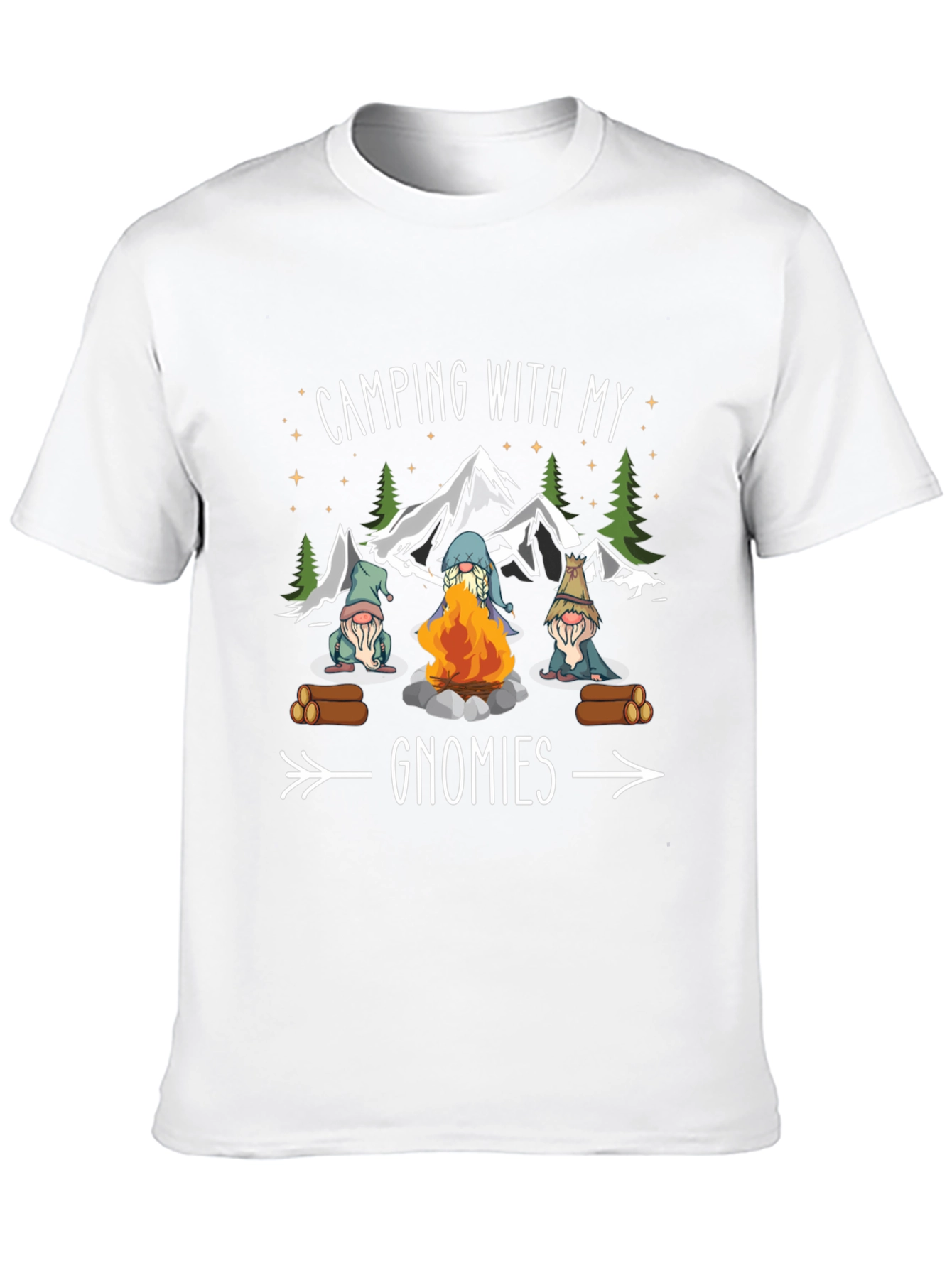 Black Camping with My Gnomies T-Shirt - Black view 10