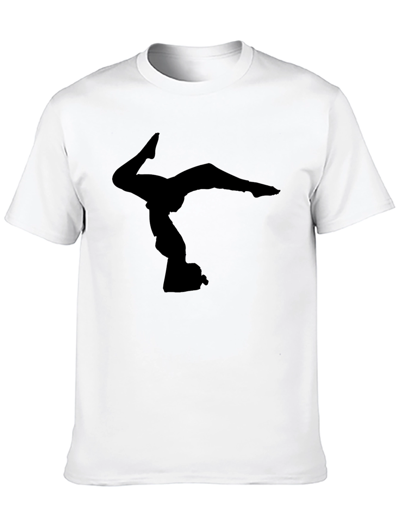 Black Gymnast Silhouette Graphic Tee - Black Cotton T-Shirt view 10