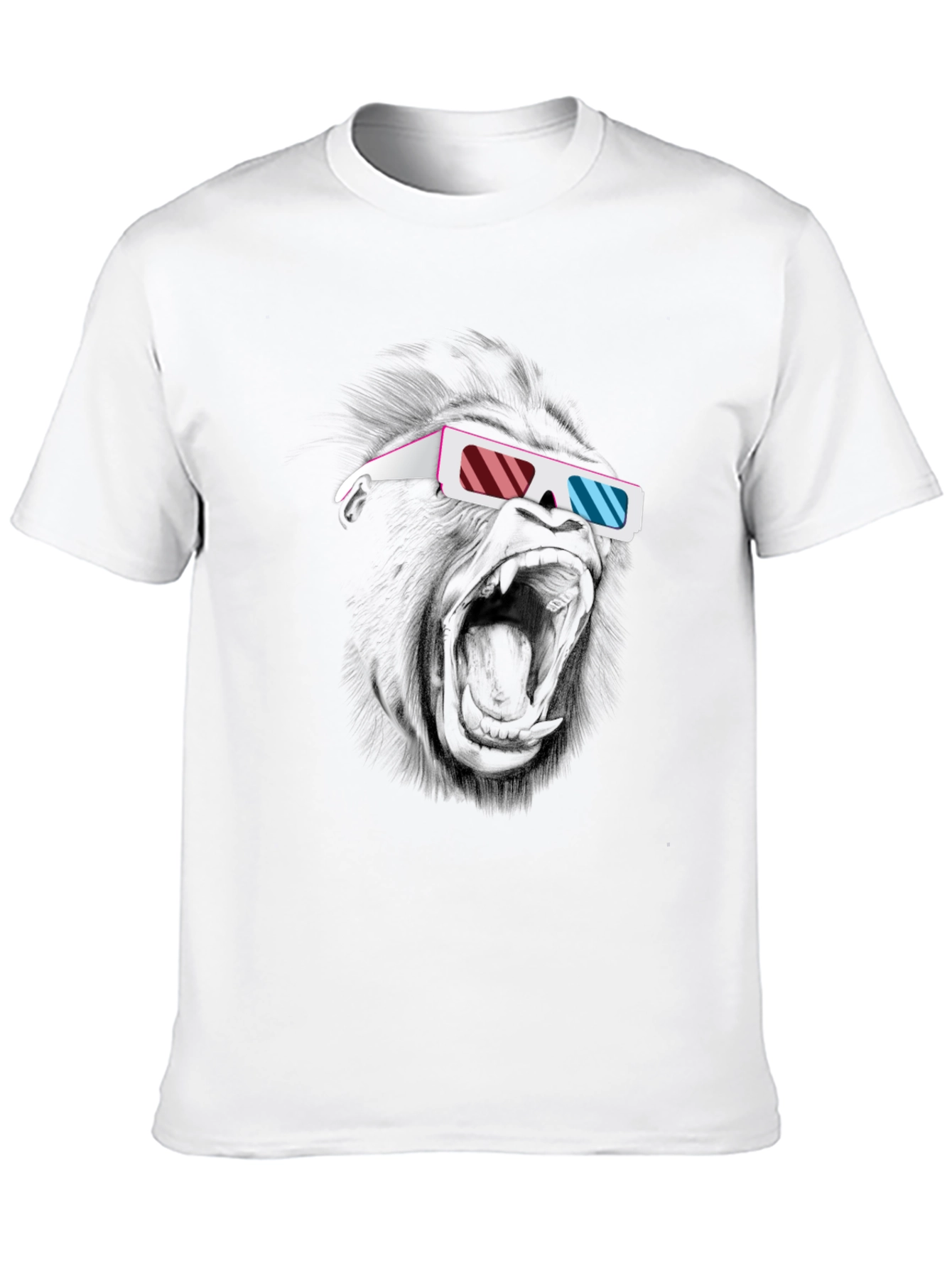Black Cool Gorilla 3D Glasses Graphic T-Shirt view 10
