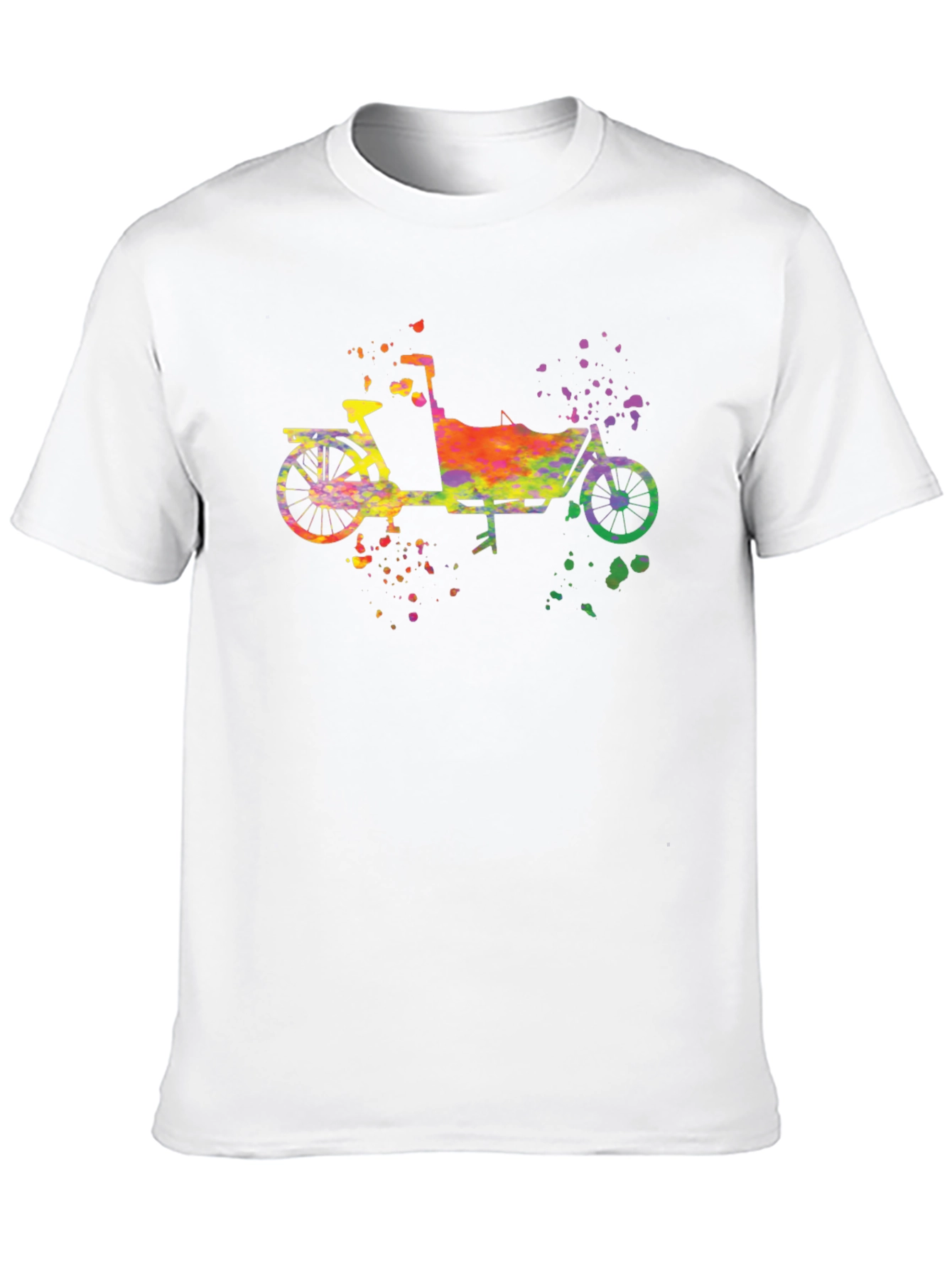 Black Watercolor Cargo Bike T-Shirt - Unique Graphic Tee view 10