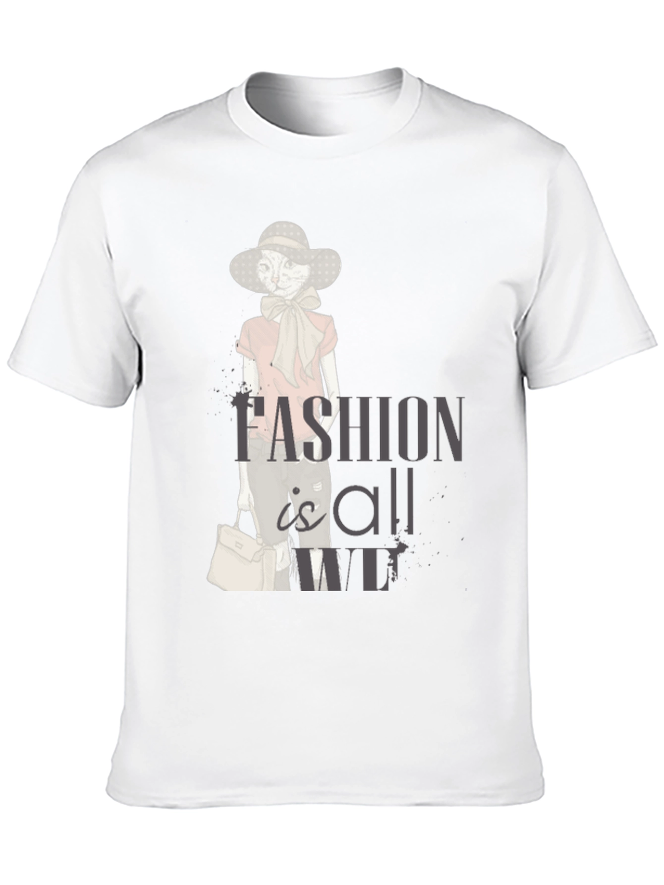 Black Stylish Cat Fashion T-Shirt - Unisex Cotton Tee view 10