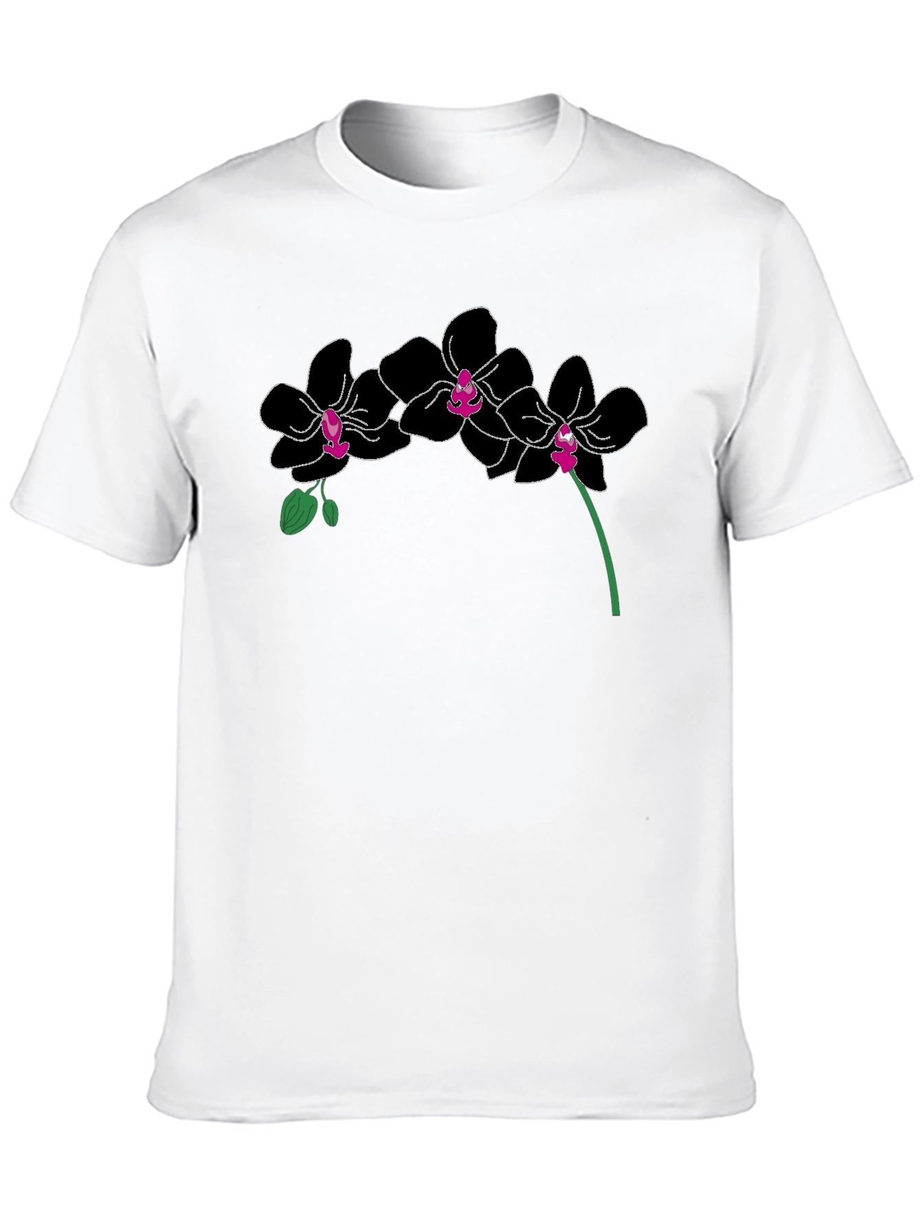 Black Black Orchid Graphic T-Shirt - Modern Floral Design view 10
