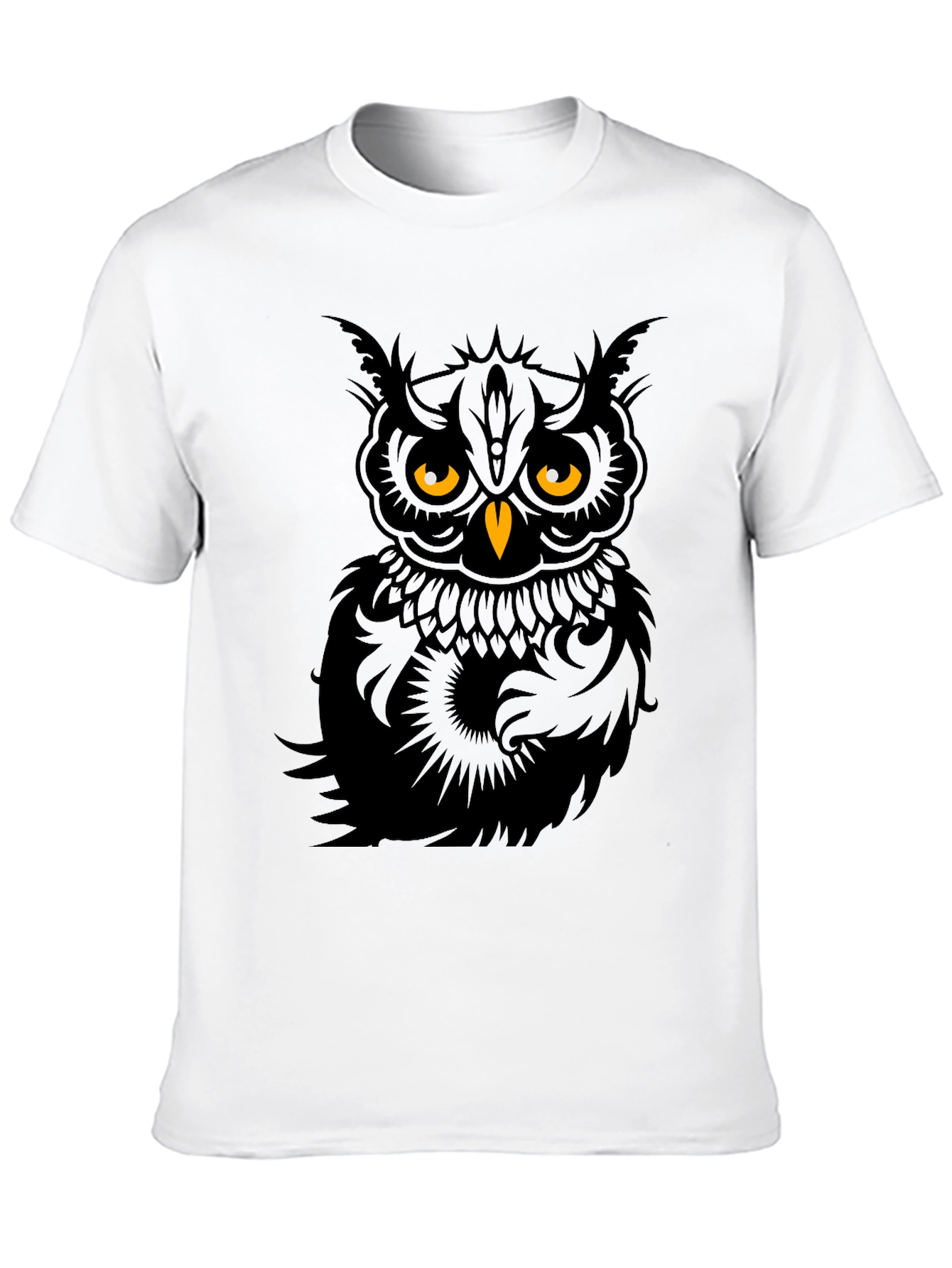 Men's Black Owl Graphic T-Shirt - 10