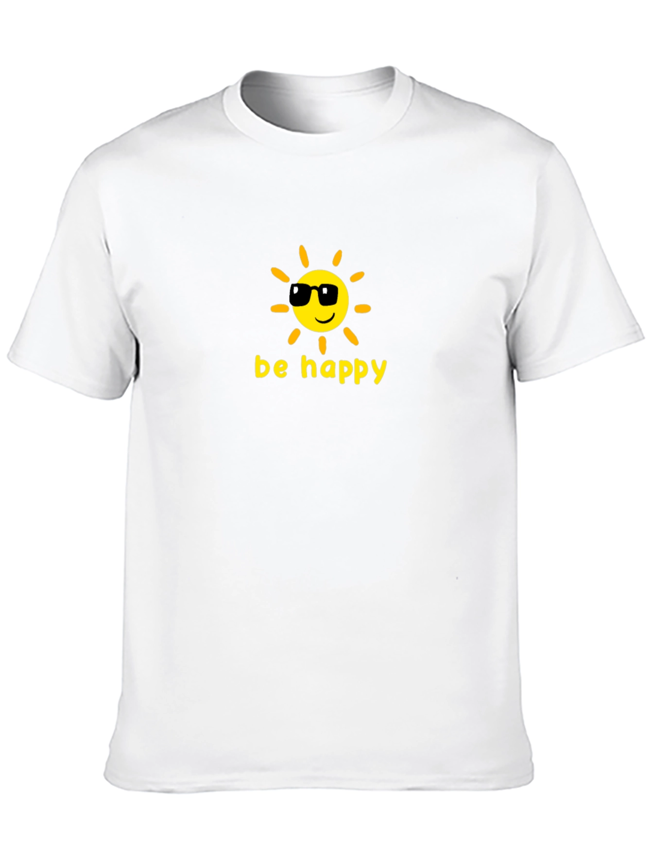 Black Be Happy Graphic Tee - Cool Sun Design view 10