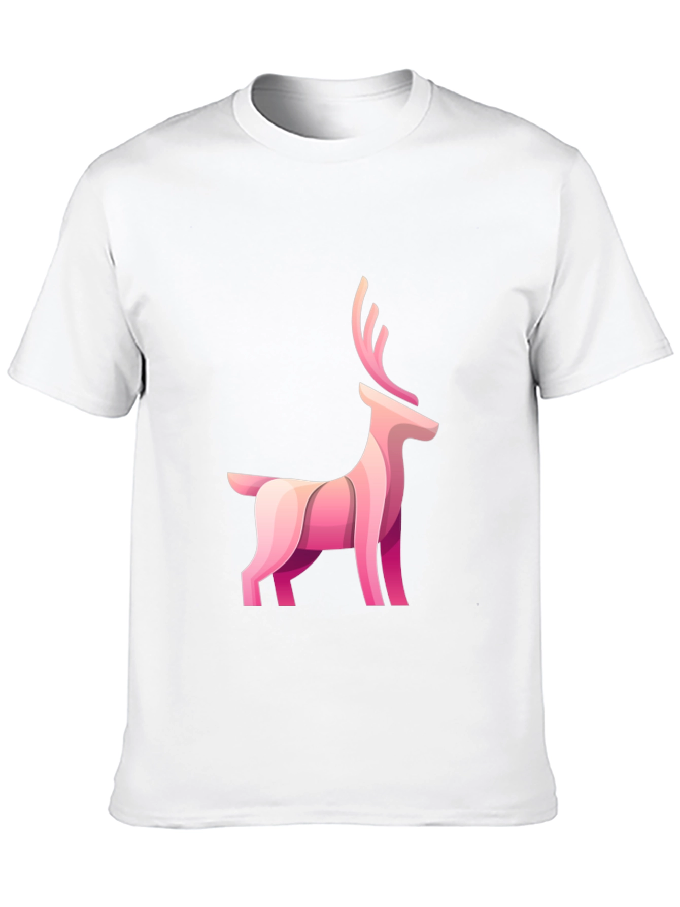 Black Stylish Black Tee with Pink Deer Graphic view 10