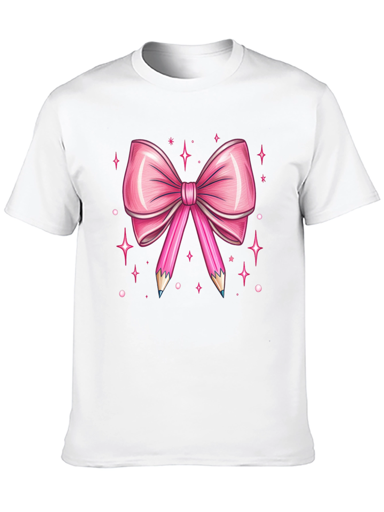 Black Pink Bow & Pencil Graphic Tee view 10