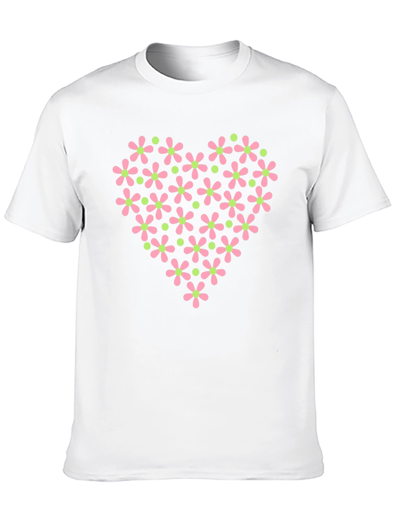 Black Floral Heart T-Shirt - Black Cotton Tee view 10