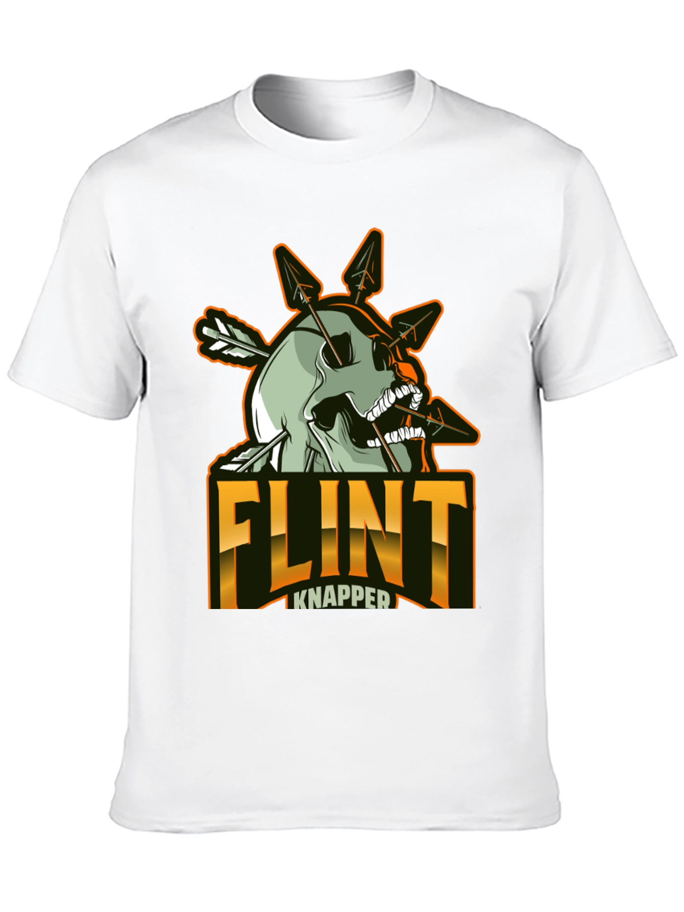 Black Flint Knapper Skull Arrow T-Shirt view 10