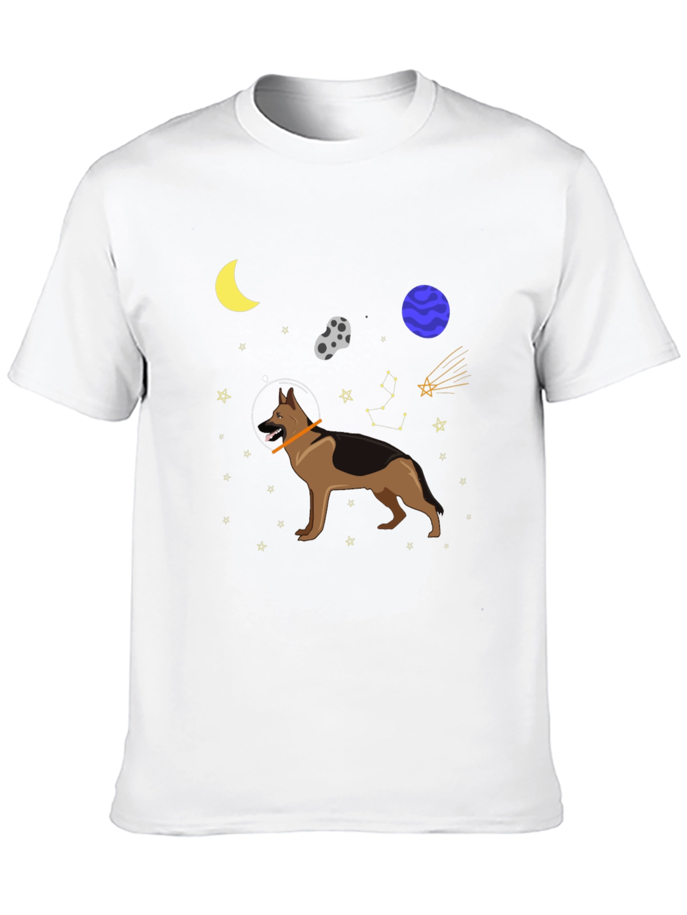Black Space Dog Graphic Tee - Astronaut German Shepherd T-Shirt view 10