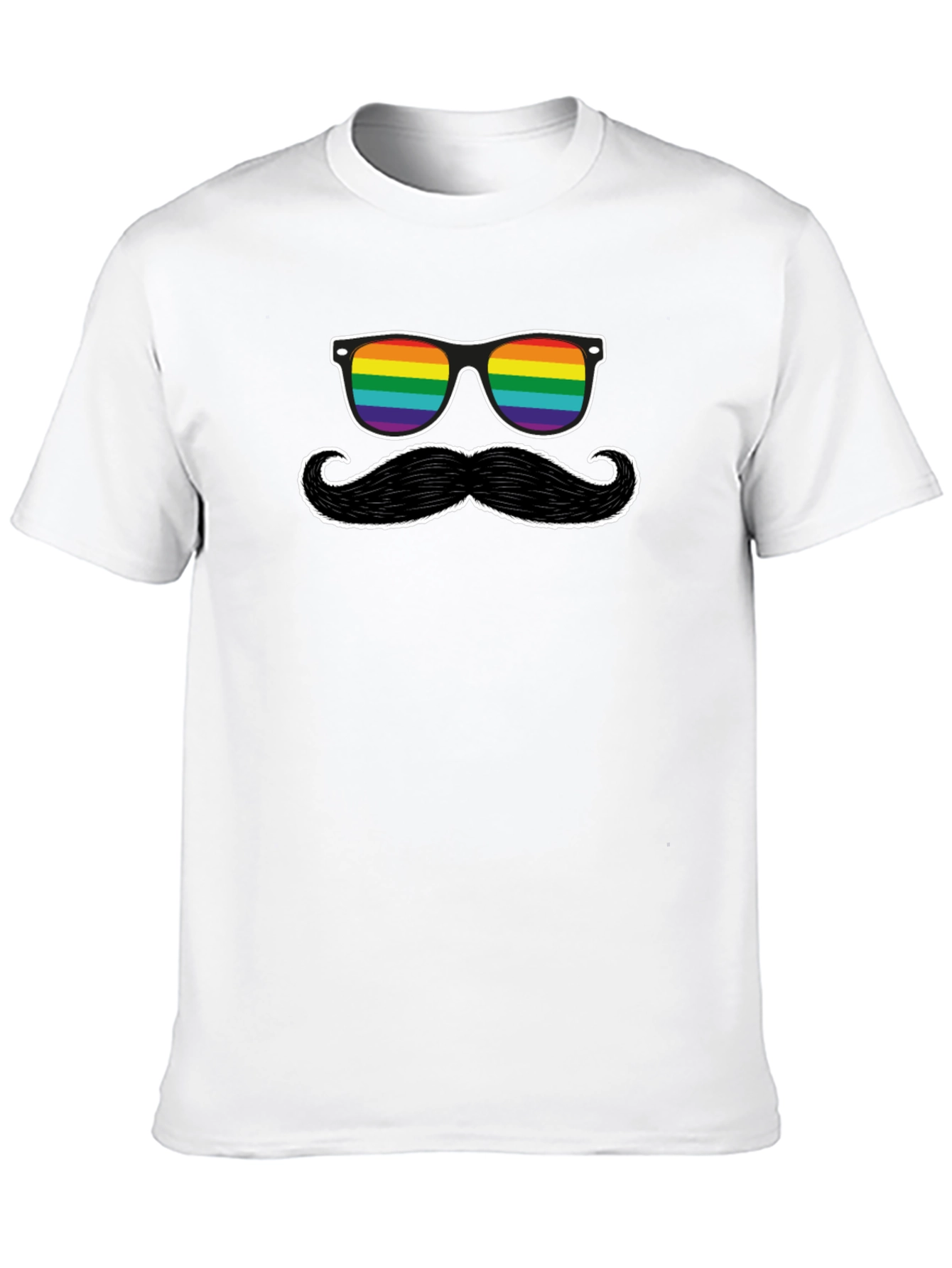 Black Rainbow Sunglasses and Mustache Graphic Tee view 10