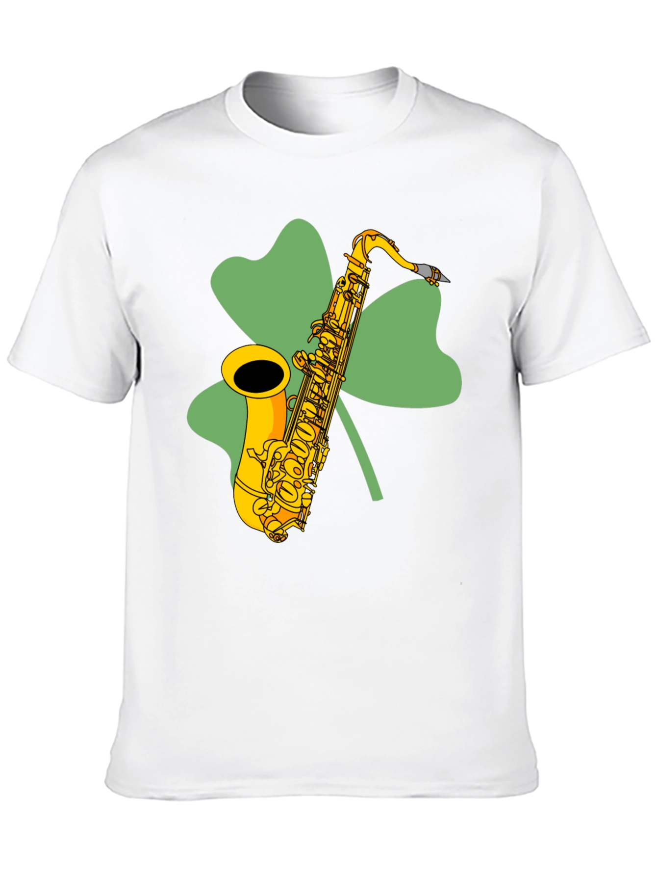 Black St. Patrick's Day Saxophone Shamrock T-Shirt view 10