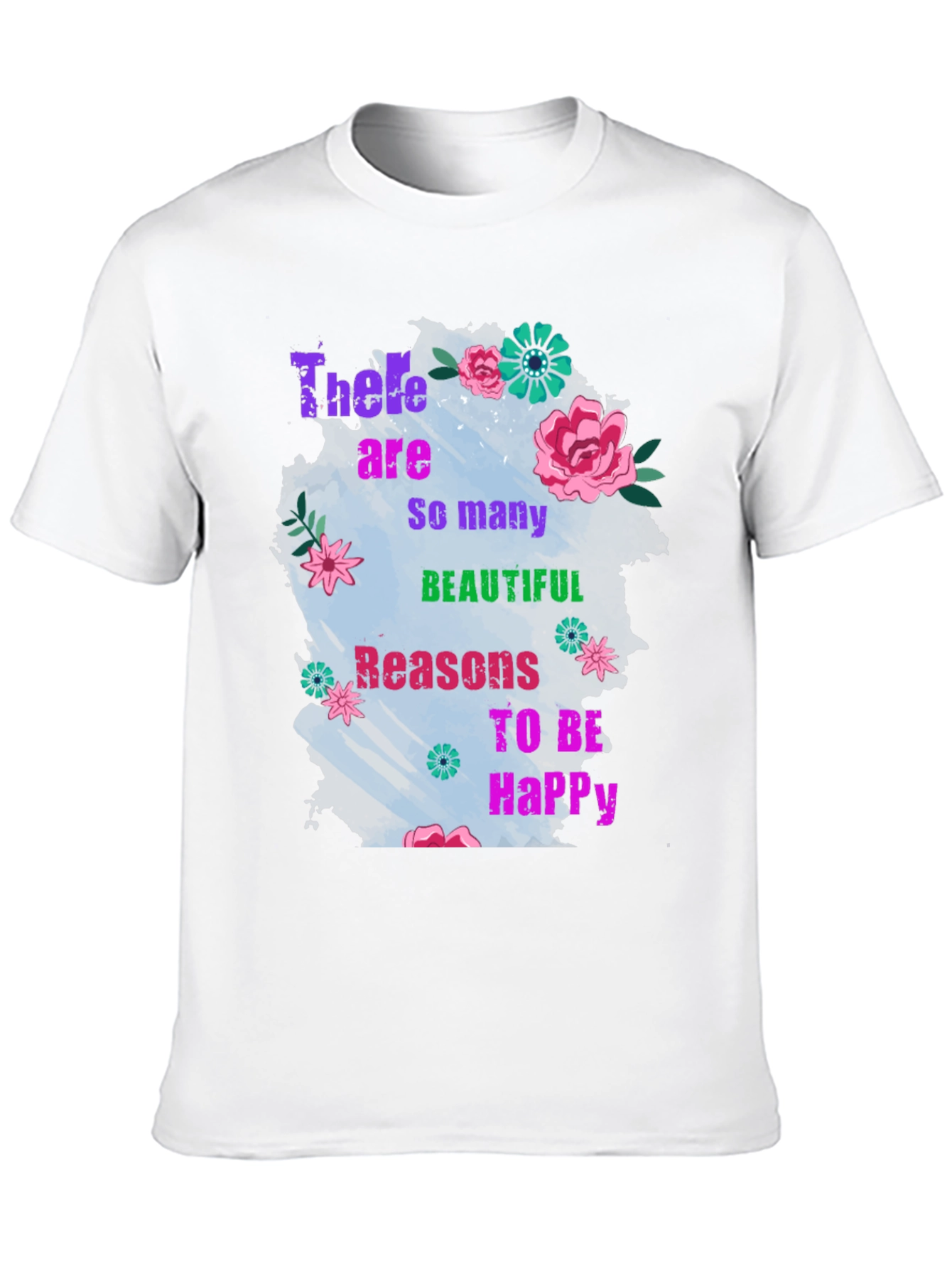 Black Floral Inspirational T-Shirt - Reasons to Be Happy view 10