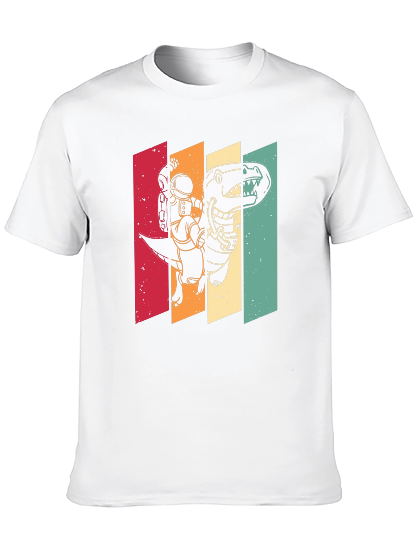 Black Retro Astronaut Dinosaur T-Shirt view 10