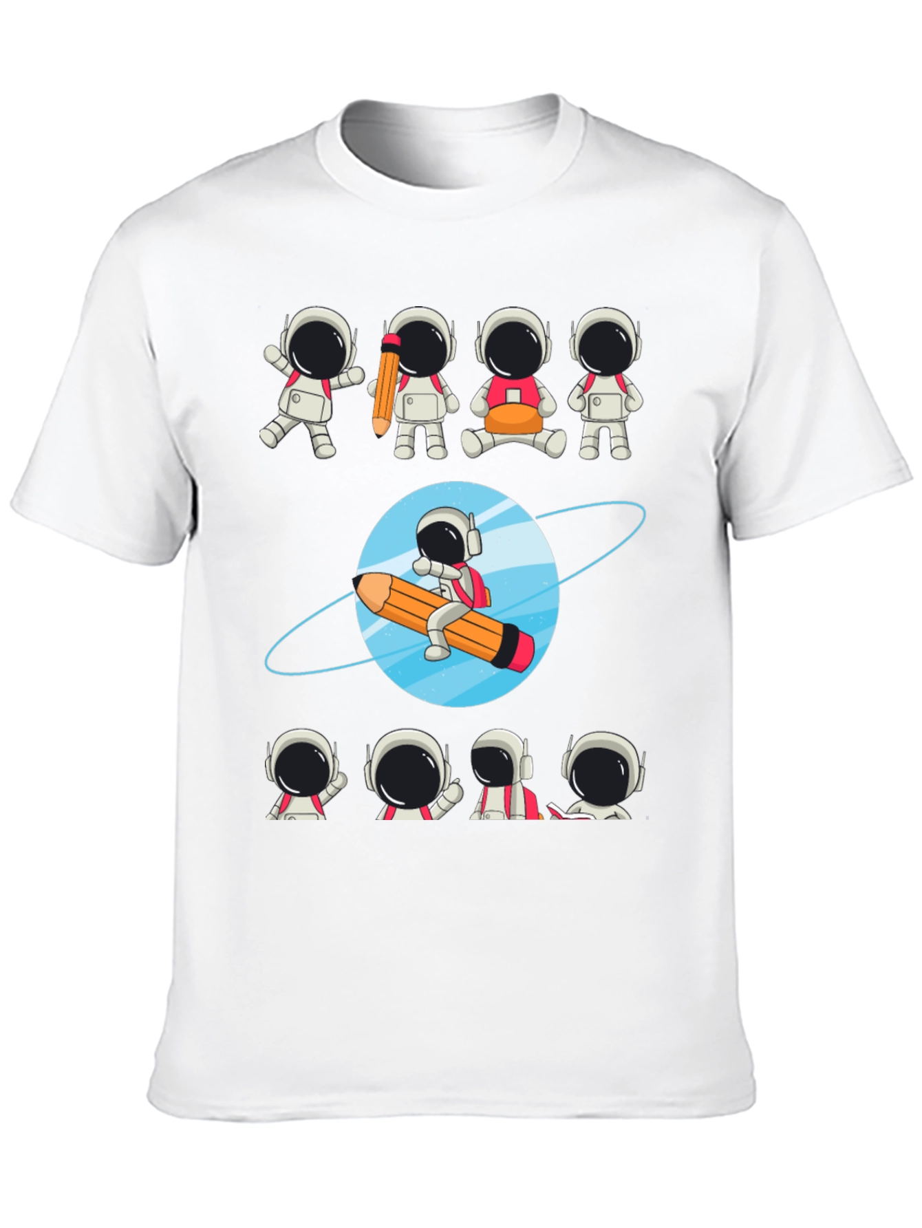 Black Astronaut Pencil Planet T-Shirt - Creative Space Design view 10