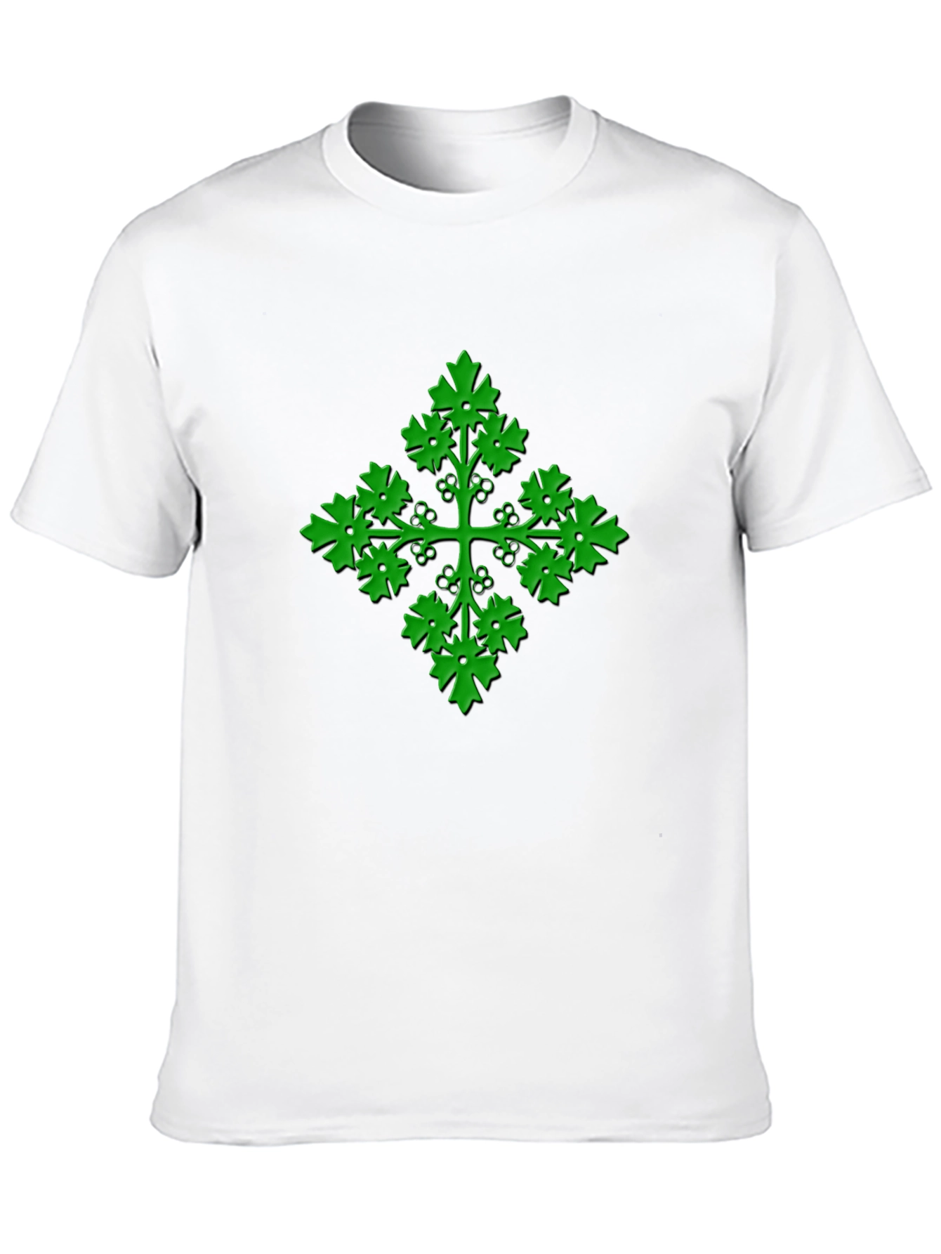 Black Green Leaf Cross Black T-Shirt view 10