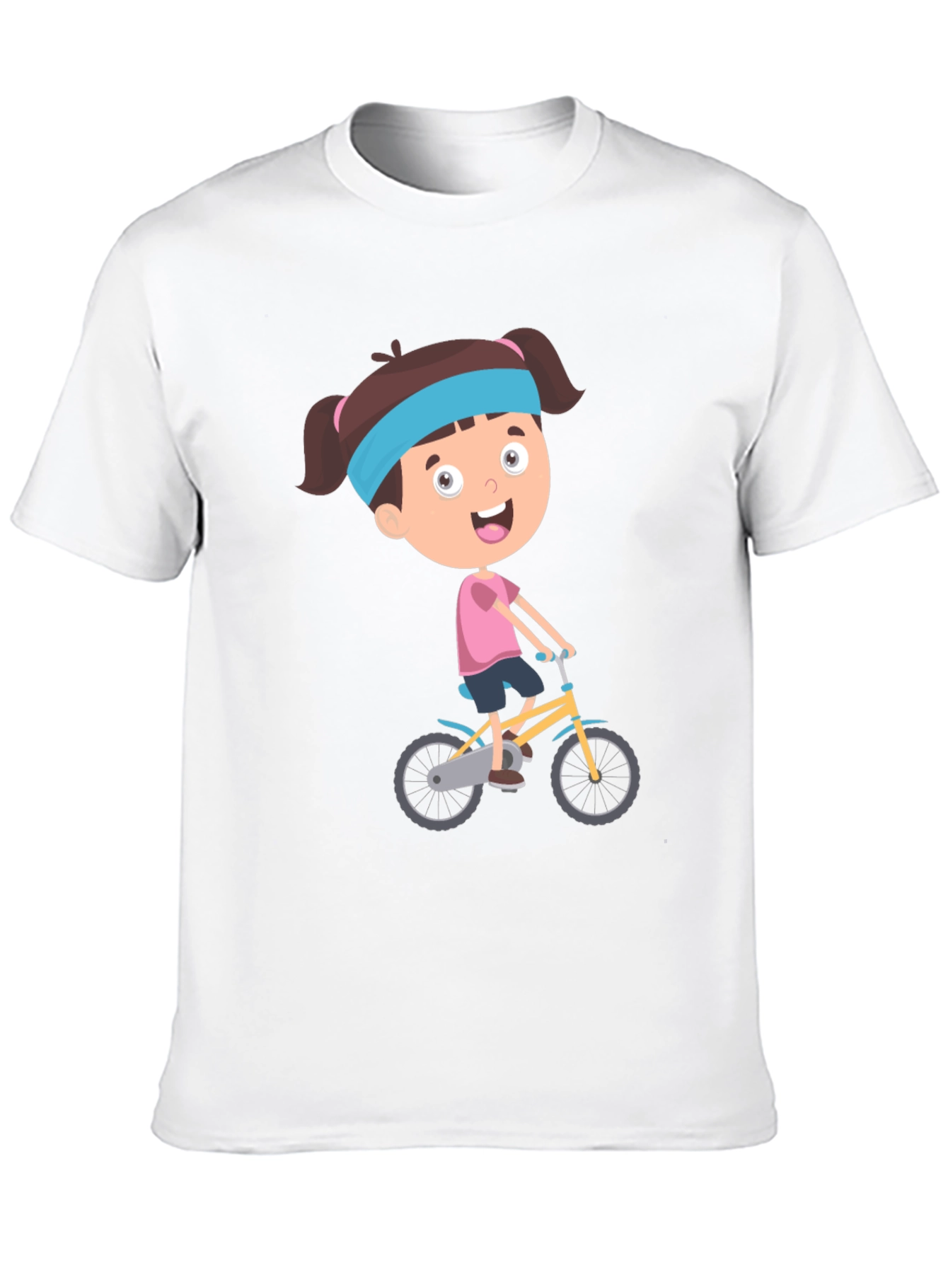 Black Cartoon Girl Biking Graphic Print Tee - Casual Comfort view 10