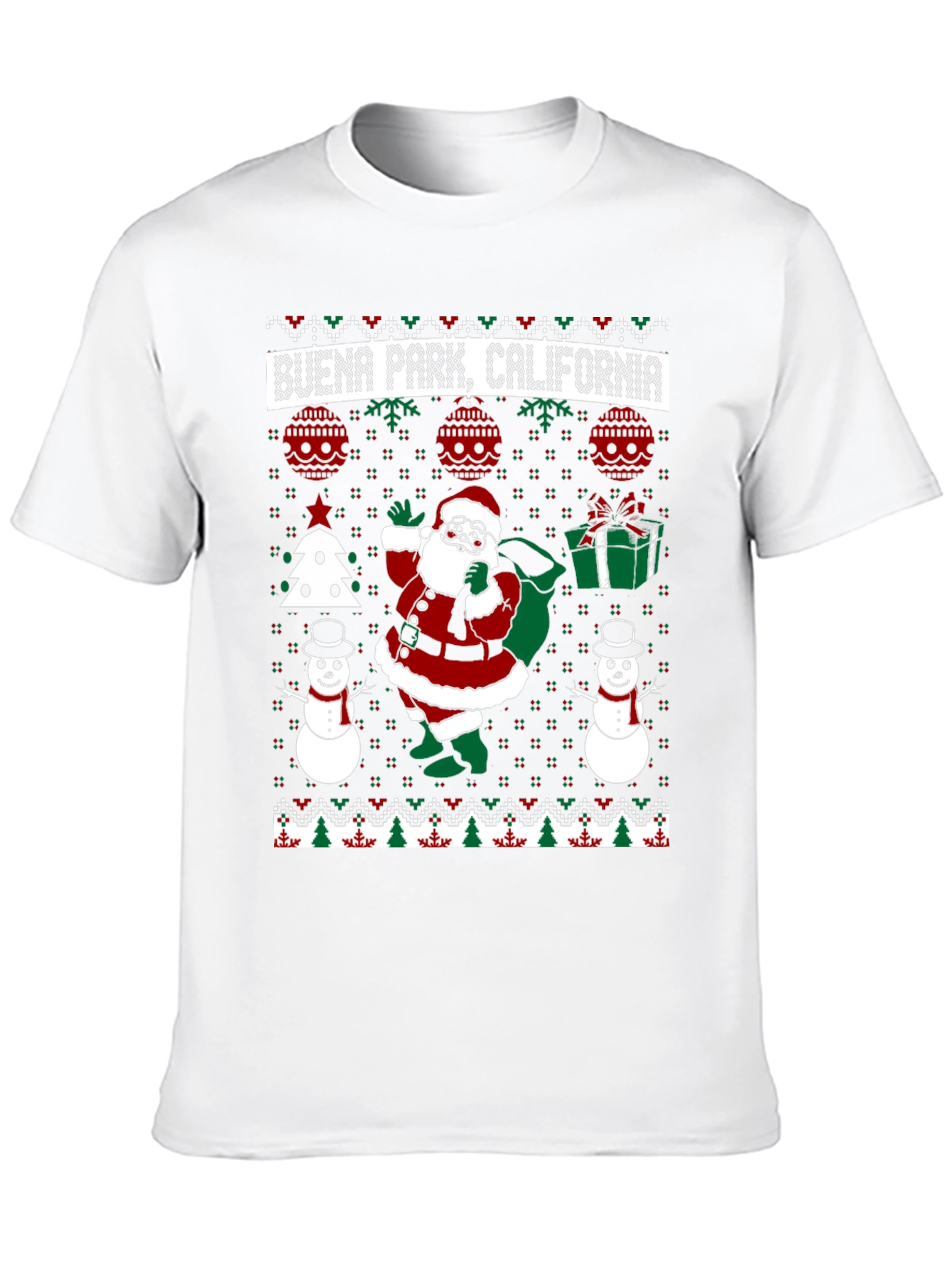 Buena Park, California Santa Ugly Christmas T-Shirt - 10