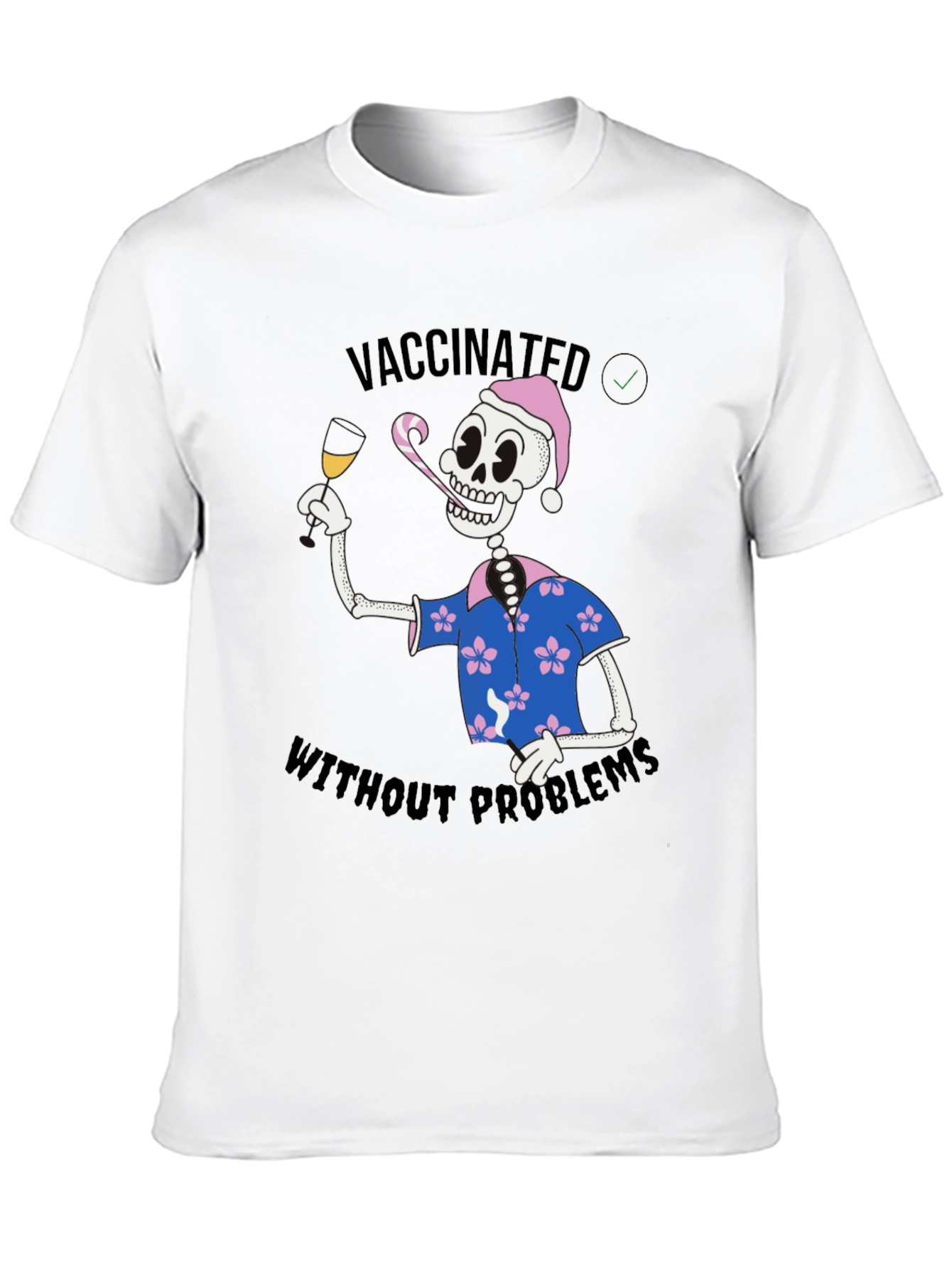 Black Vaccinated Skeleton T-Shirt - No Problems view 10