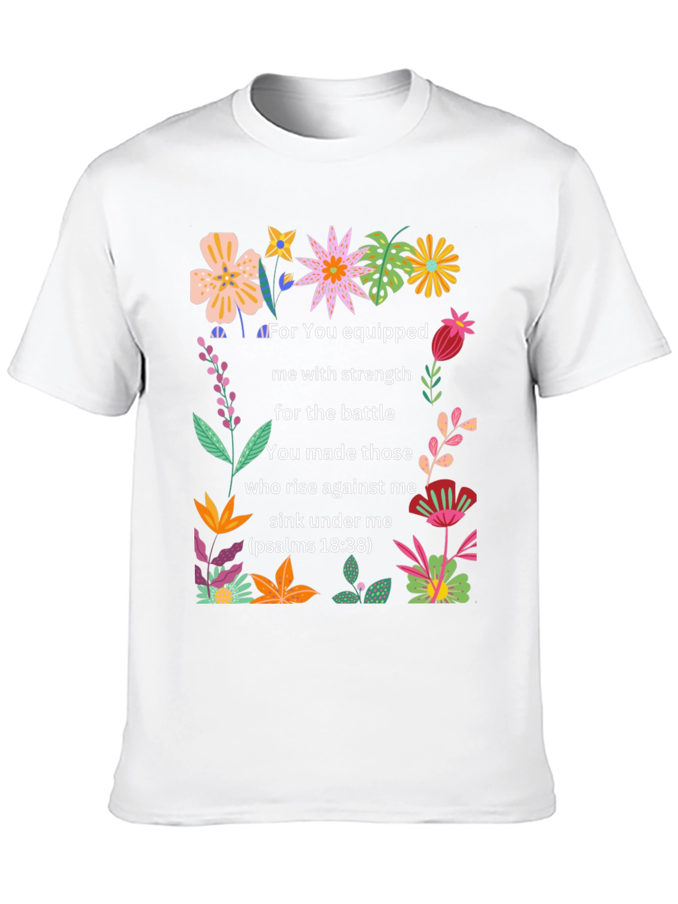Black Floral Psalms Verse Black T-Shirt view 10