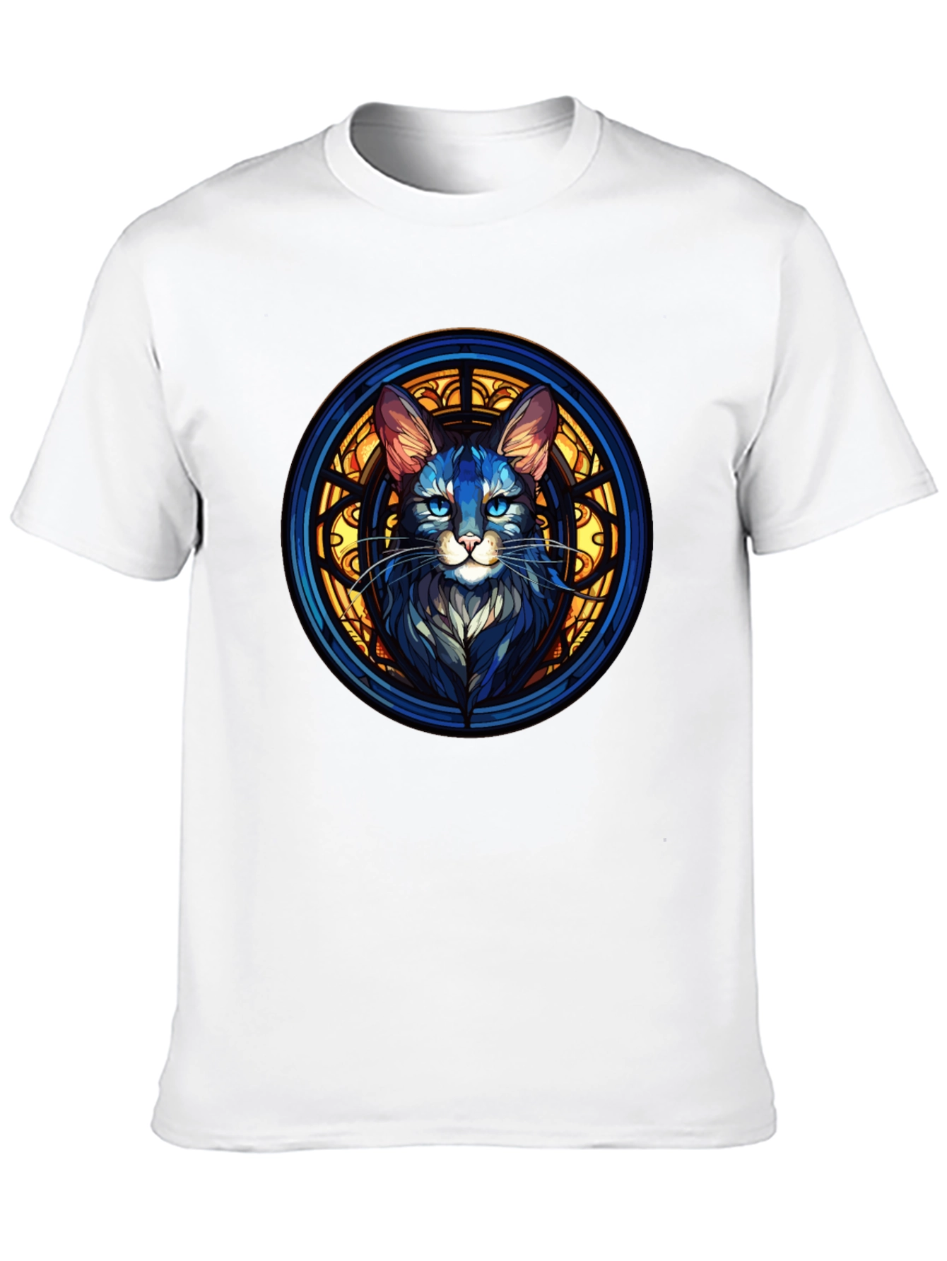 Black Stained Glass Cat Graphic Black T-Shirt view 10