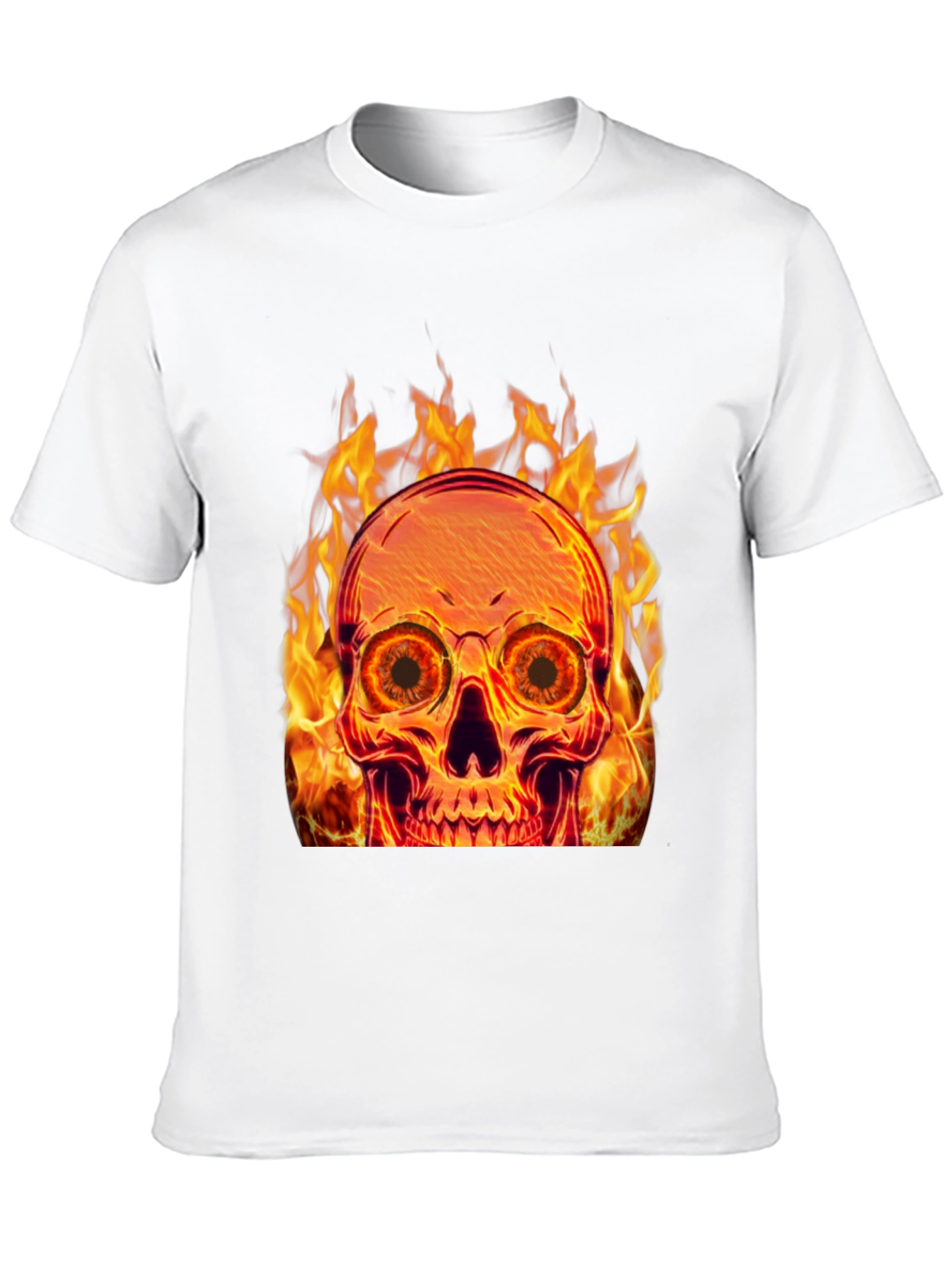 Black Flaming Skull Graphic Tee - Black Cotton Blend view 10