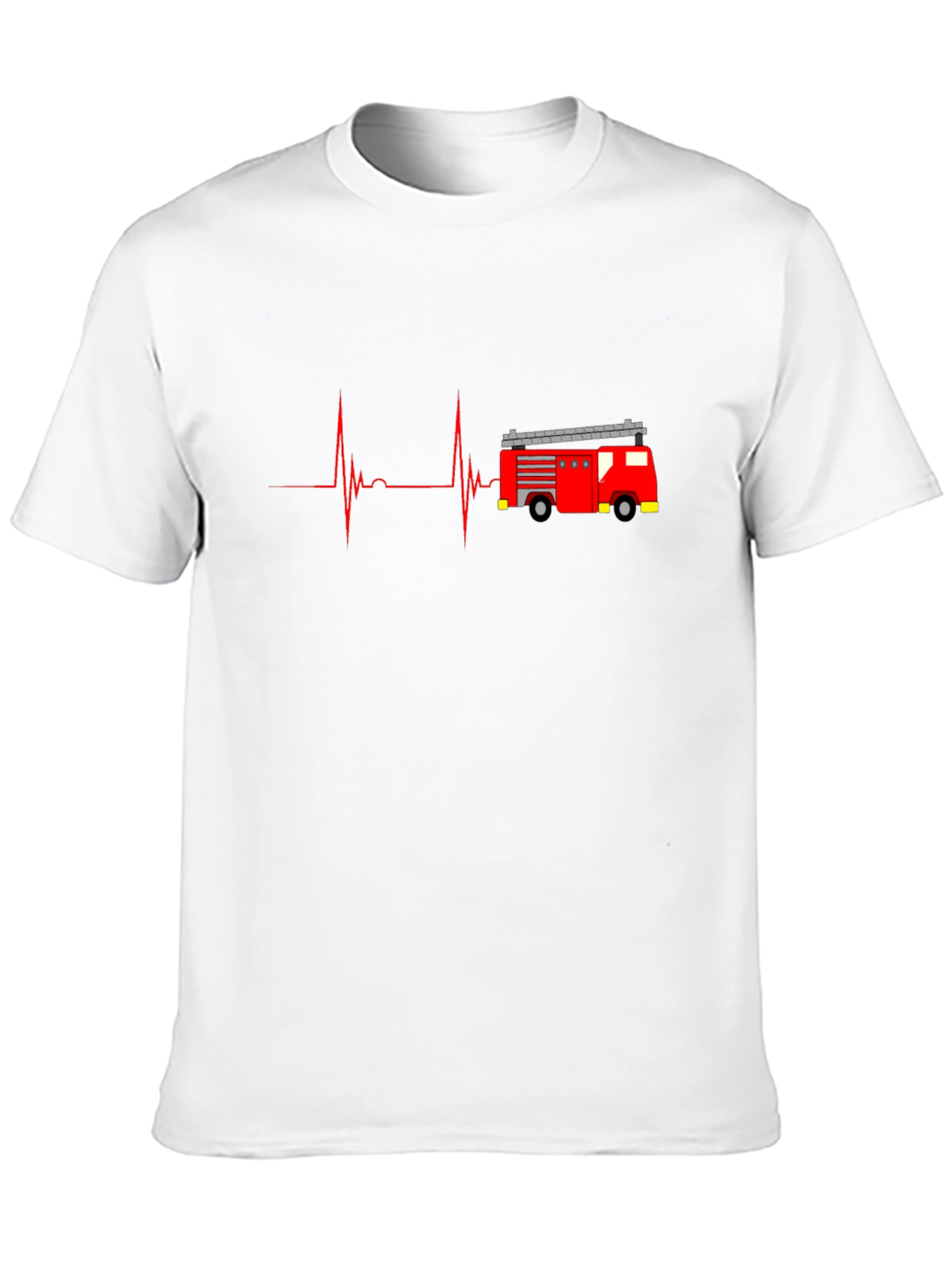 Black Fire Truck Heartbeat Graphic Tee - Black view 10
