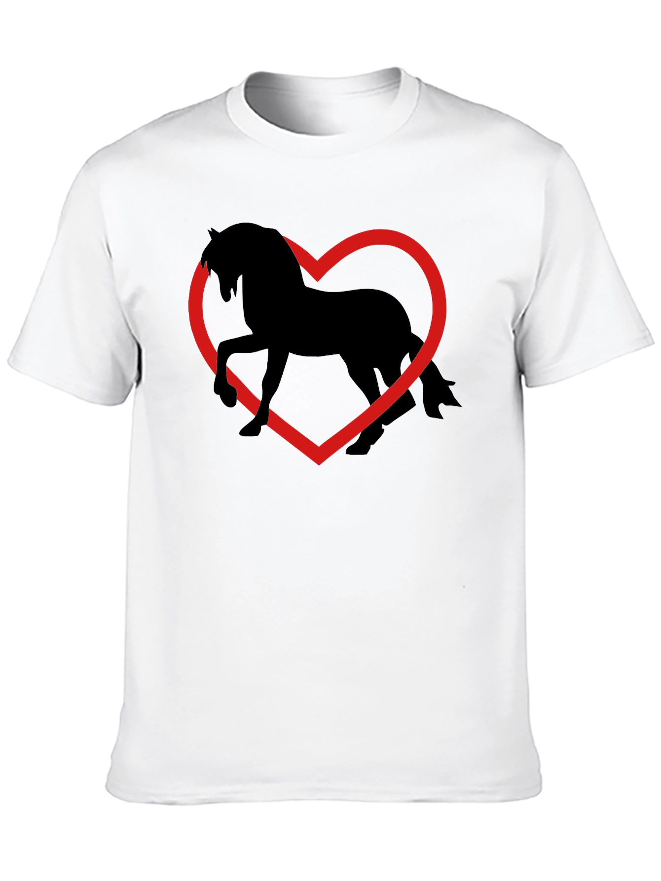 Black Horse Heart T-Shirt - Black Cotton Graphic Tee view 10