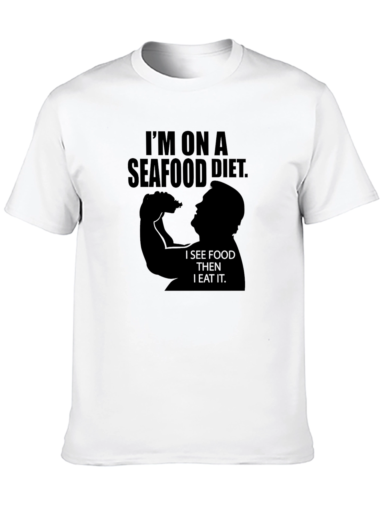 Black Seafood Diet T-Shirt - See Food and Eat It! view 10
