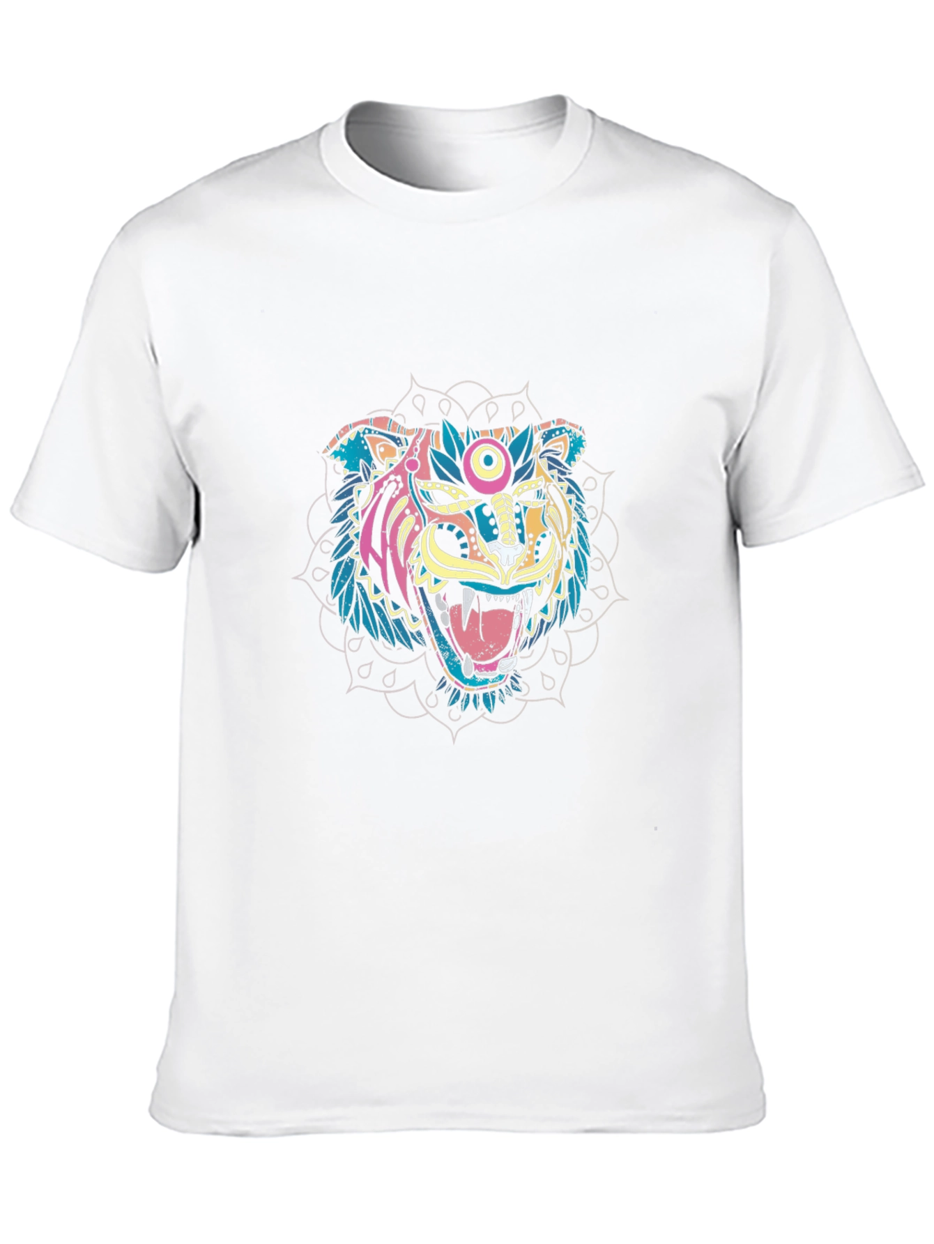 Black Graphic Tiger Tee - Colorful Mandala Design view 10