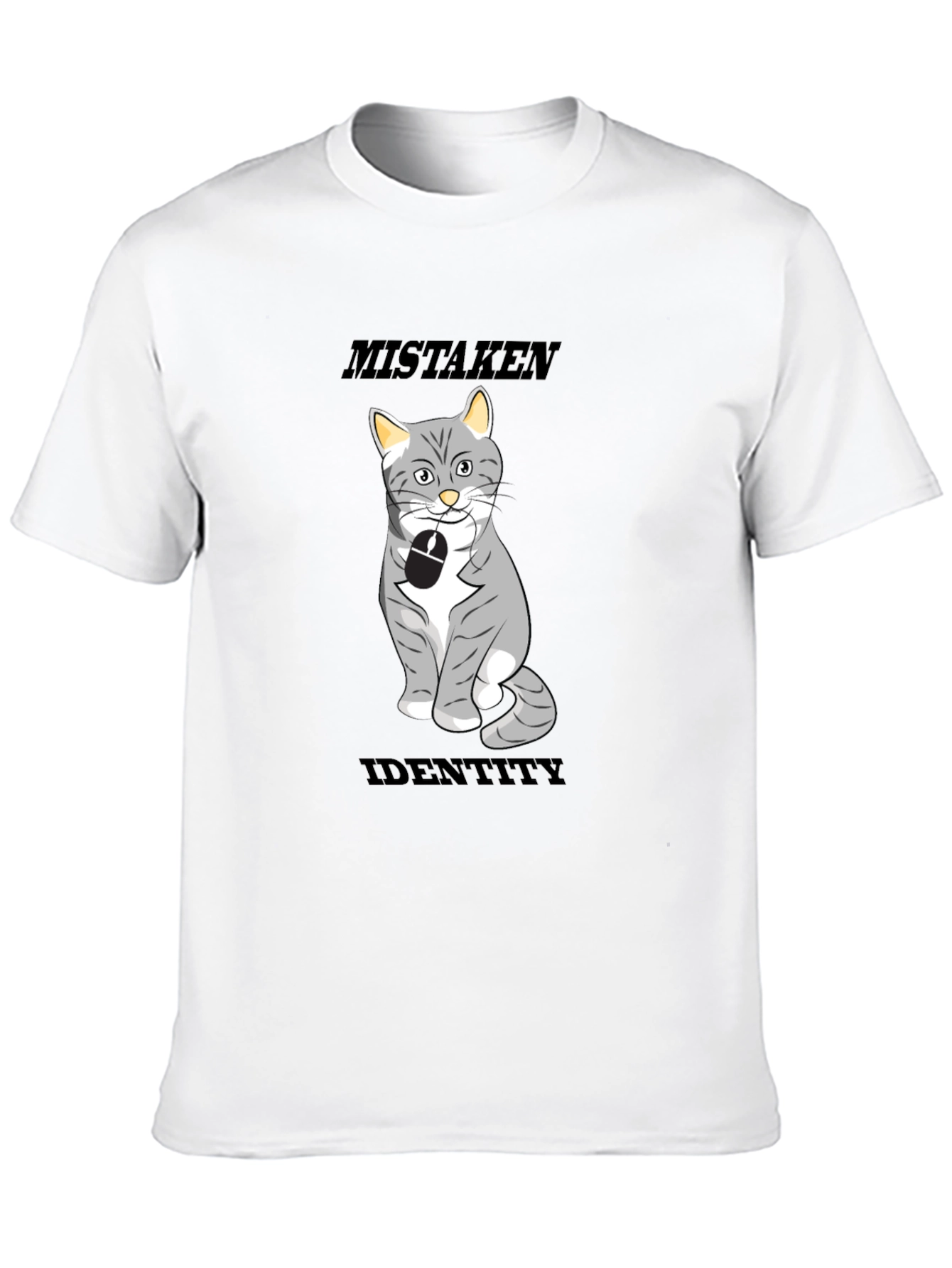 Black Mistaken Identity Cat T-Shirt, Funny Graphic Tee view 10