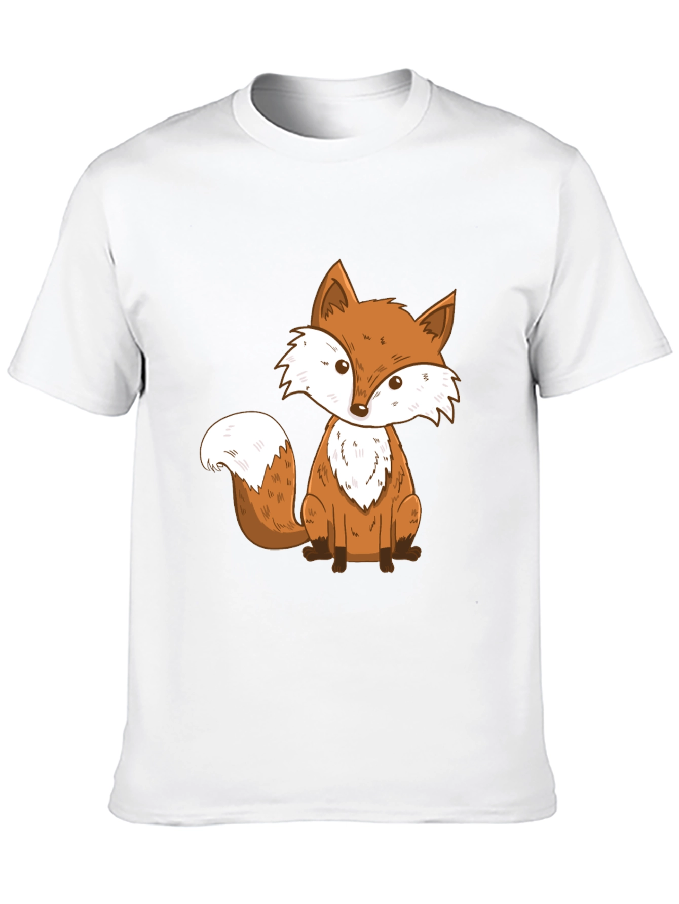 Black Cute Fox Graphic Print T-Shirt - Unisex Black Tee view 10