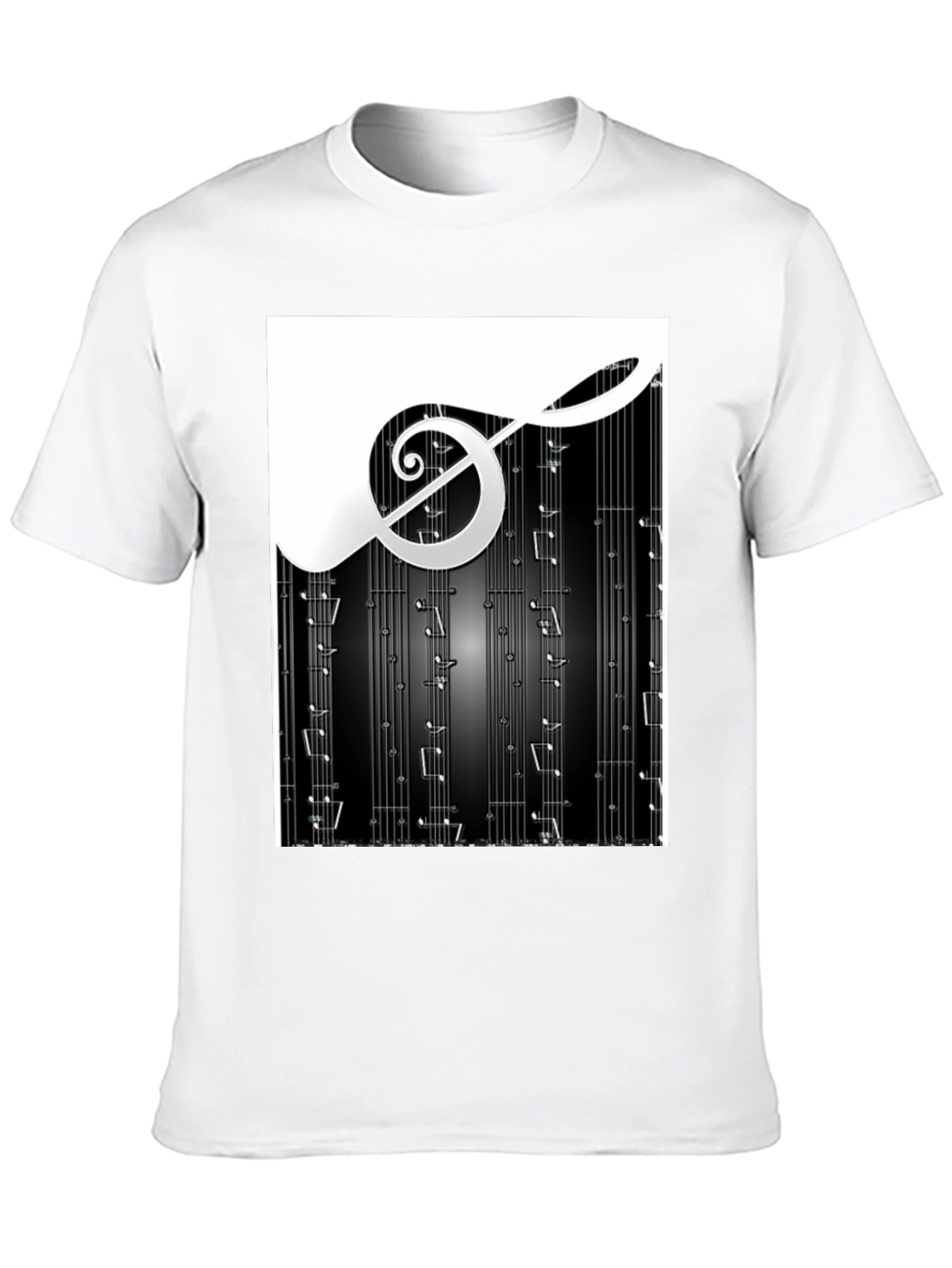 Black Music Notes Graphic Print Black T-Shirt view 10