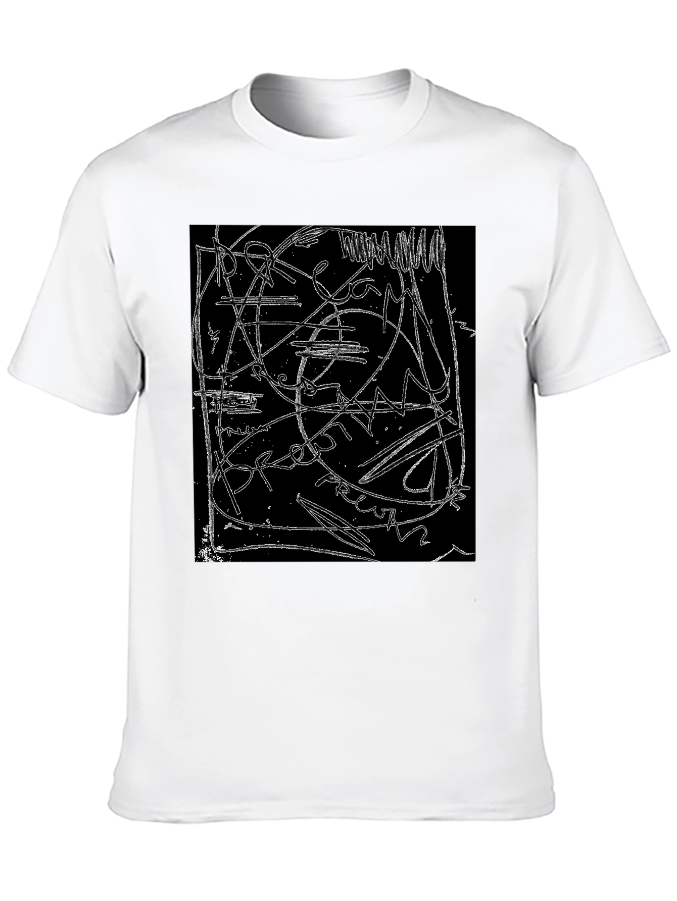 Black Abstract Line Art Graphic Black T-Shirt view 10
