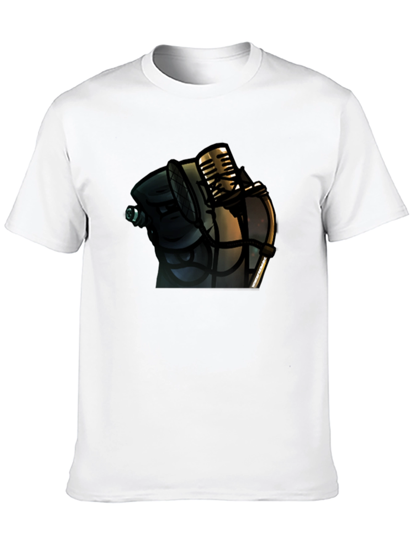 Black Vintage Microphone Graphic T-Shirt - Classic Style view 10