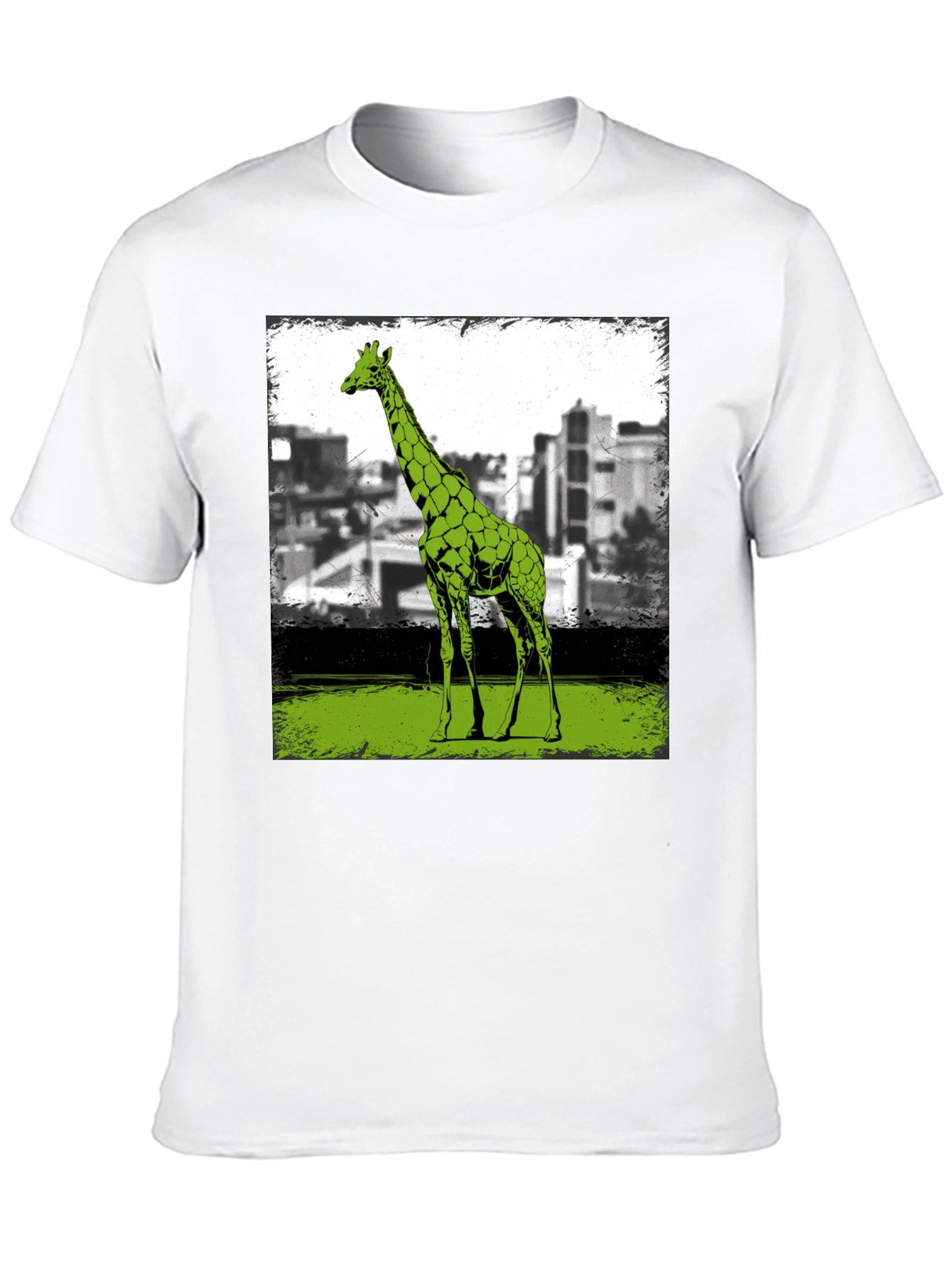 Black Giraffe Cityscape Graphic Tee - Cool Animal Print Shirt view 10